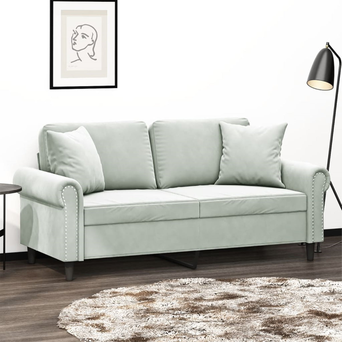 Vidaxl 2-Seater Sofa With Throw Pillows Light Gray 55.1' Velvet