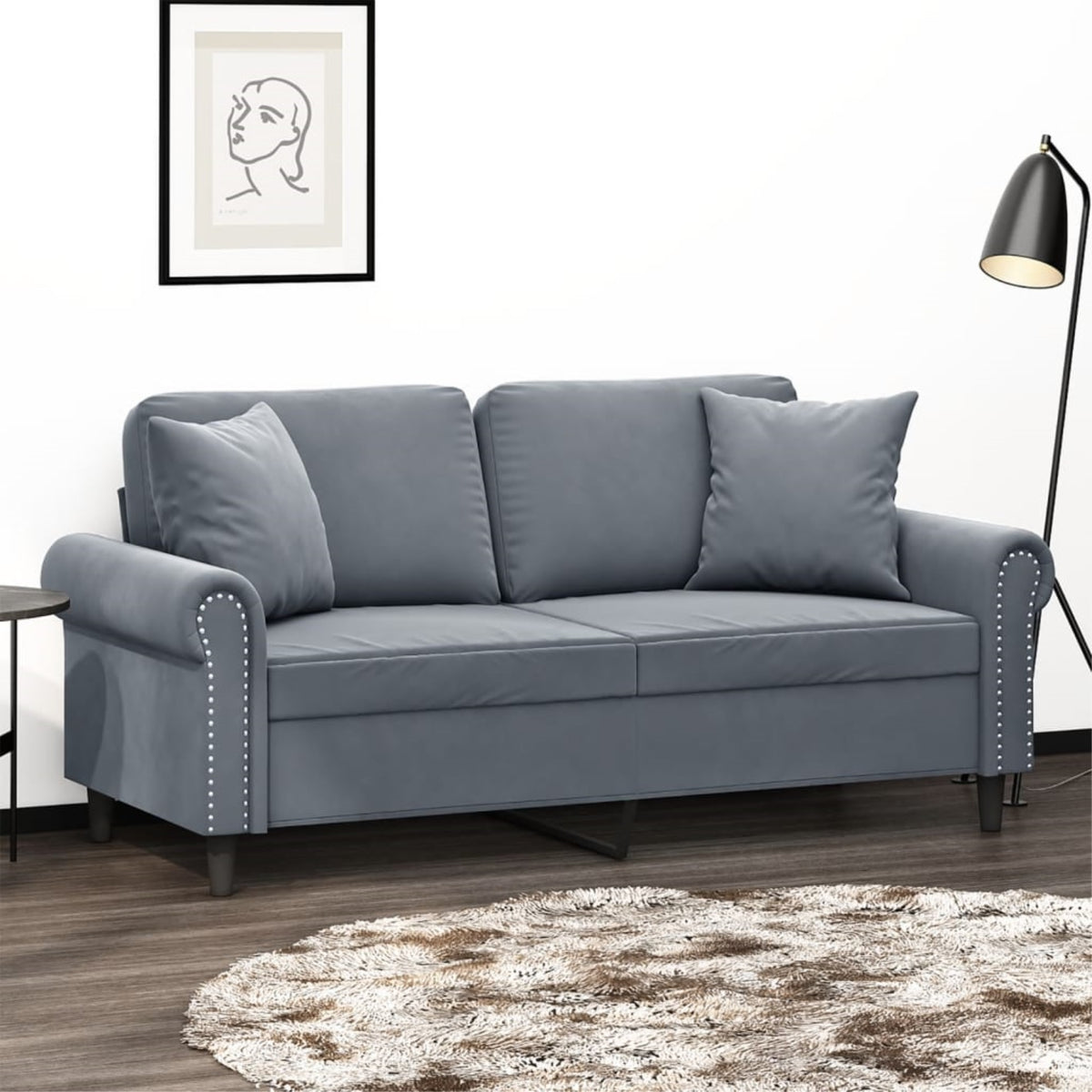 Vidaxl 2-Seater Sofa With Throw Pillows Dark Gray 55.1' Velvet