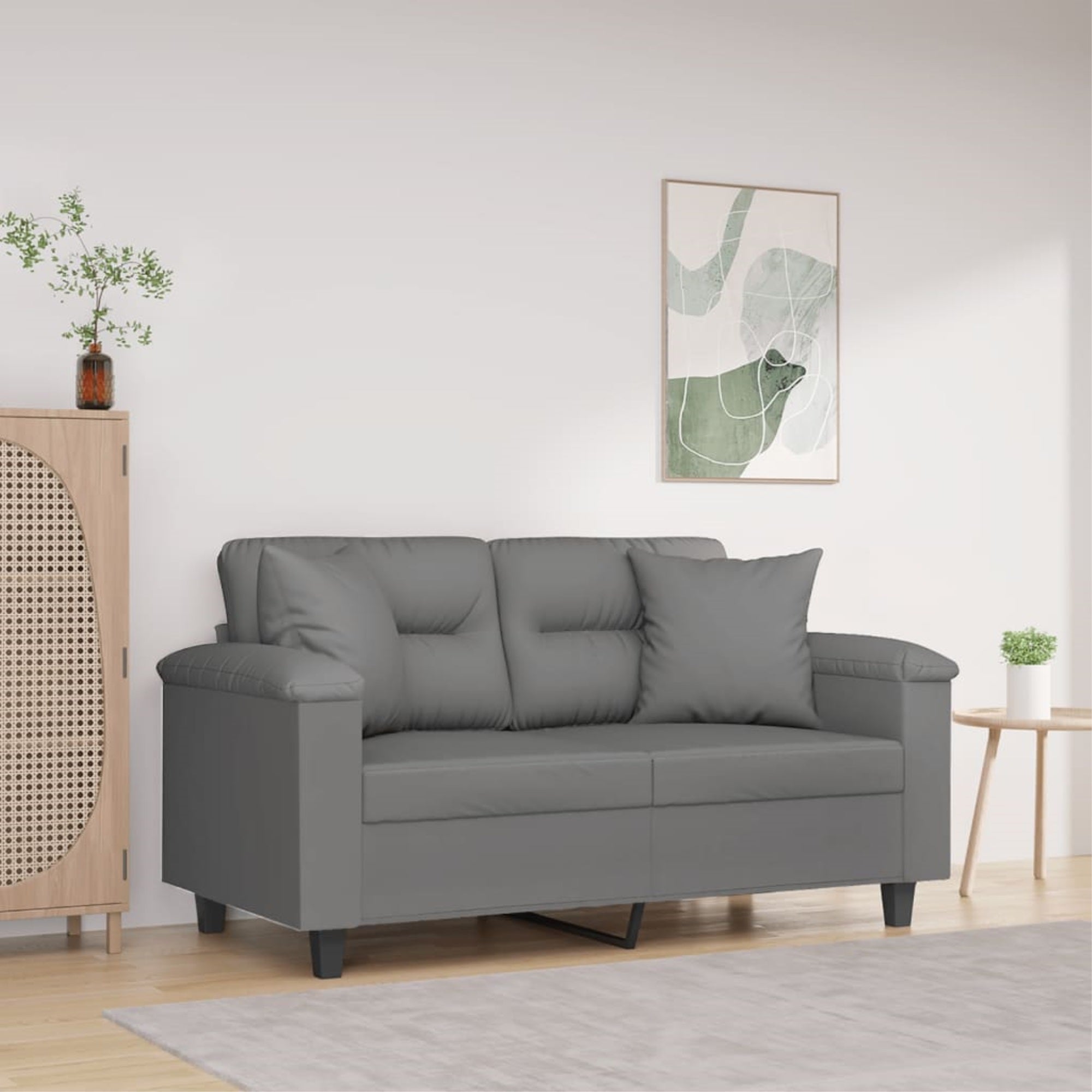 Vidaxl 2-Seater Sofa With Pillows Dark Gray 47.2' Microfiber Fabric