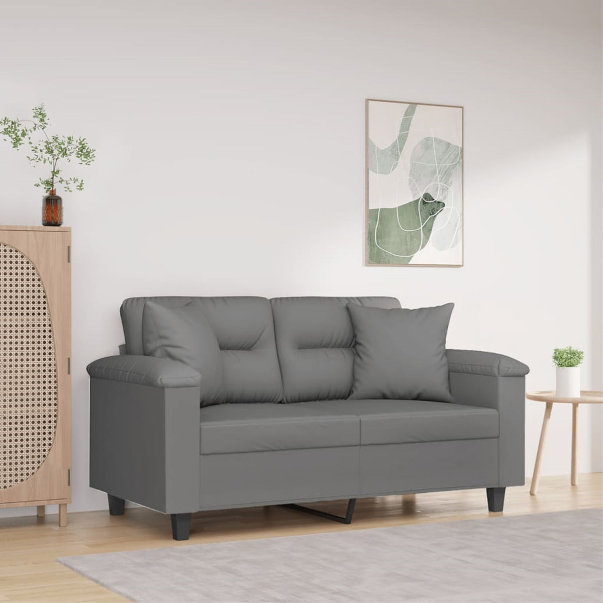 Vidaxl 2-Seater Sofa With Pillows Dark Gray 47.2' Microfiber Fabric