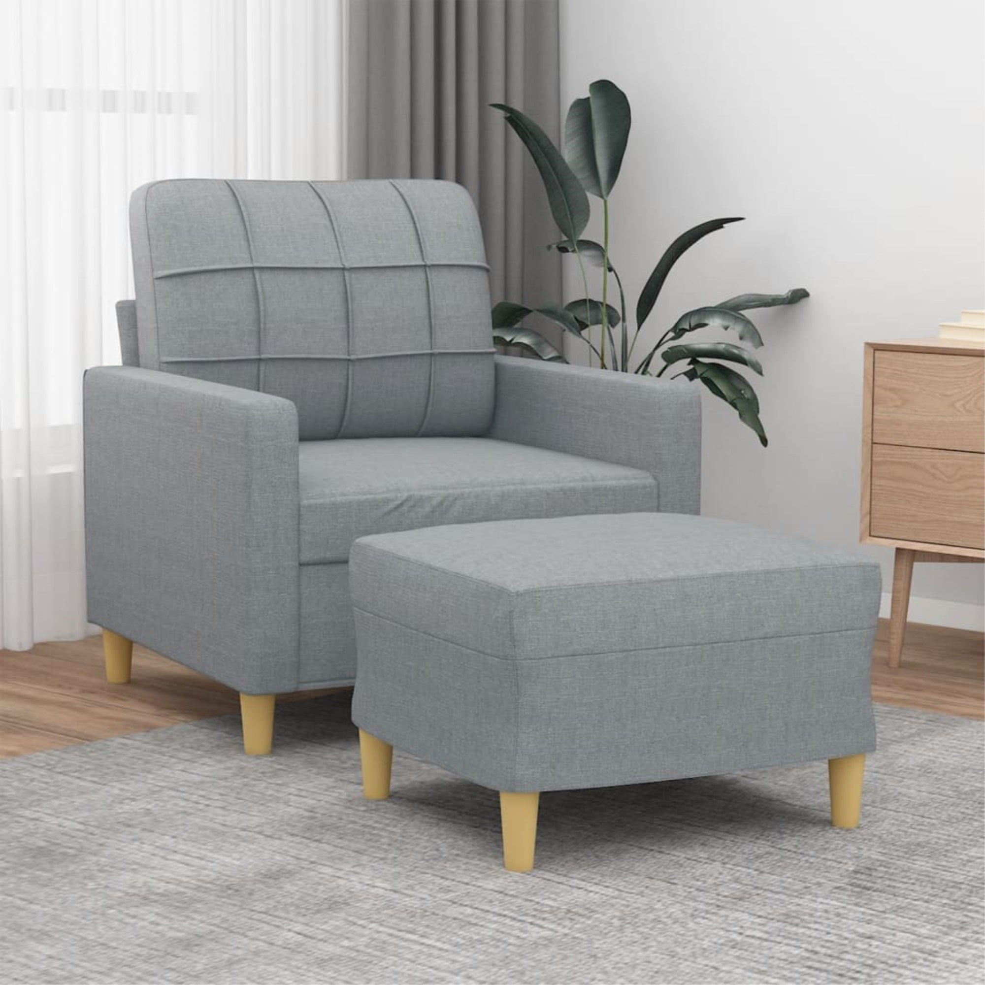 Vidaxl Sofa Chair With Footstool Light Gray 23.6' Fabric