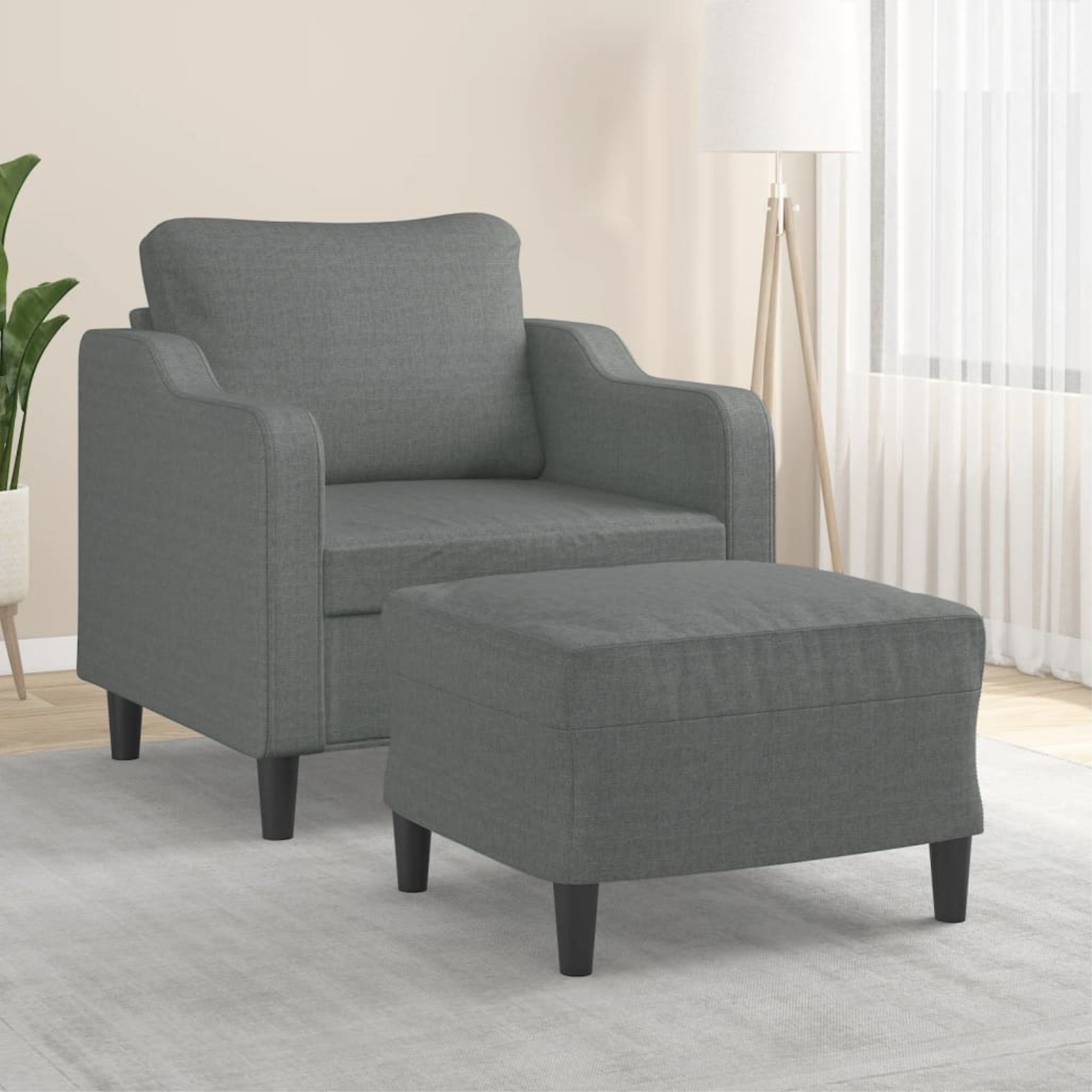 Vidaxl Sofa Chair With Footstool Dark Gray 23.6' Fabric