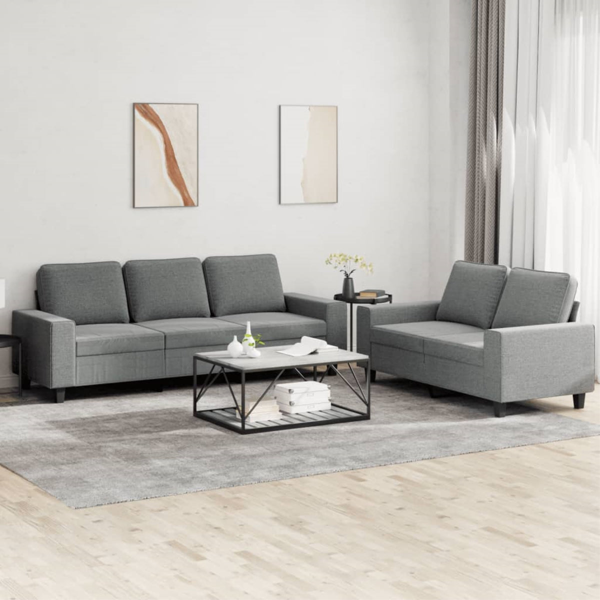Vidaxl 2 Piece Sofa Set Dark Gray Fabric