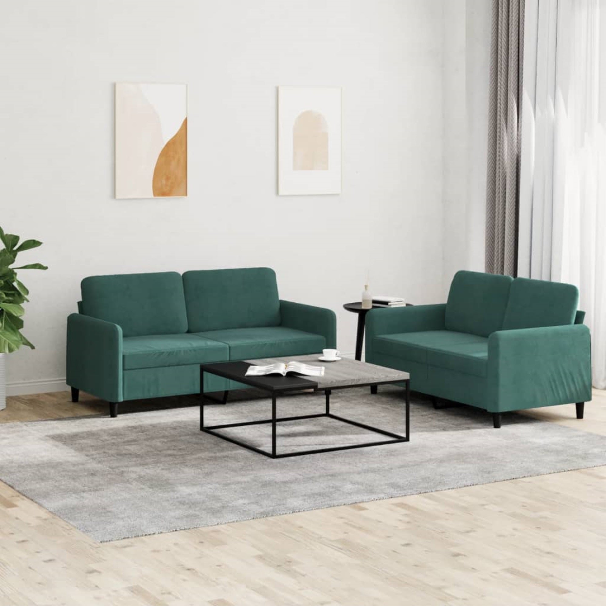 Vidaxl 2 Piece Sofa Set Dark Green Velvet
