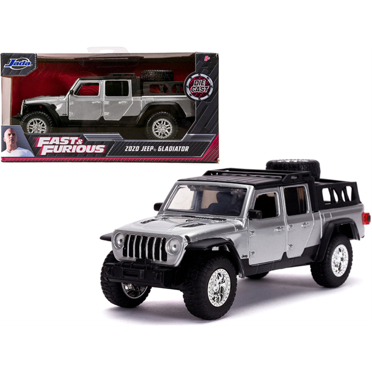 2020 Jeep Gladiator Pickup Truck Silver With Black Top 'Fast & Furious' Movie 1/32 Diecast Model Car By Jada