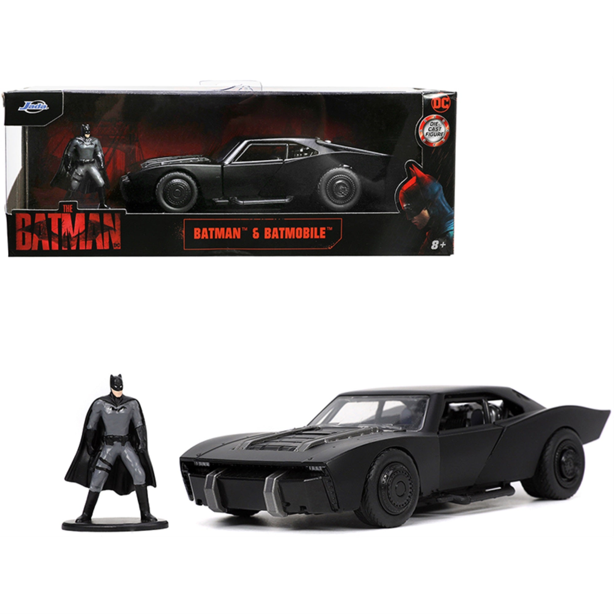 Batmobile Matt Black With Batman Diecast Figurine 'The Batman' (2022) Movie 'Dc Comics' 1/32 Diecast Model Car By Jada