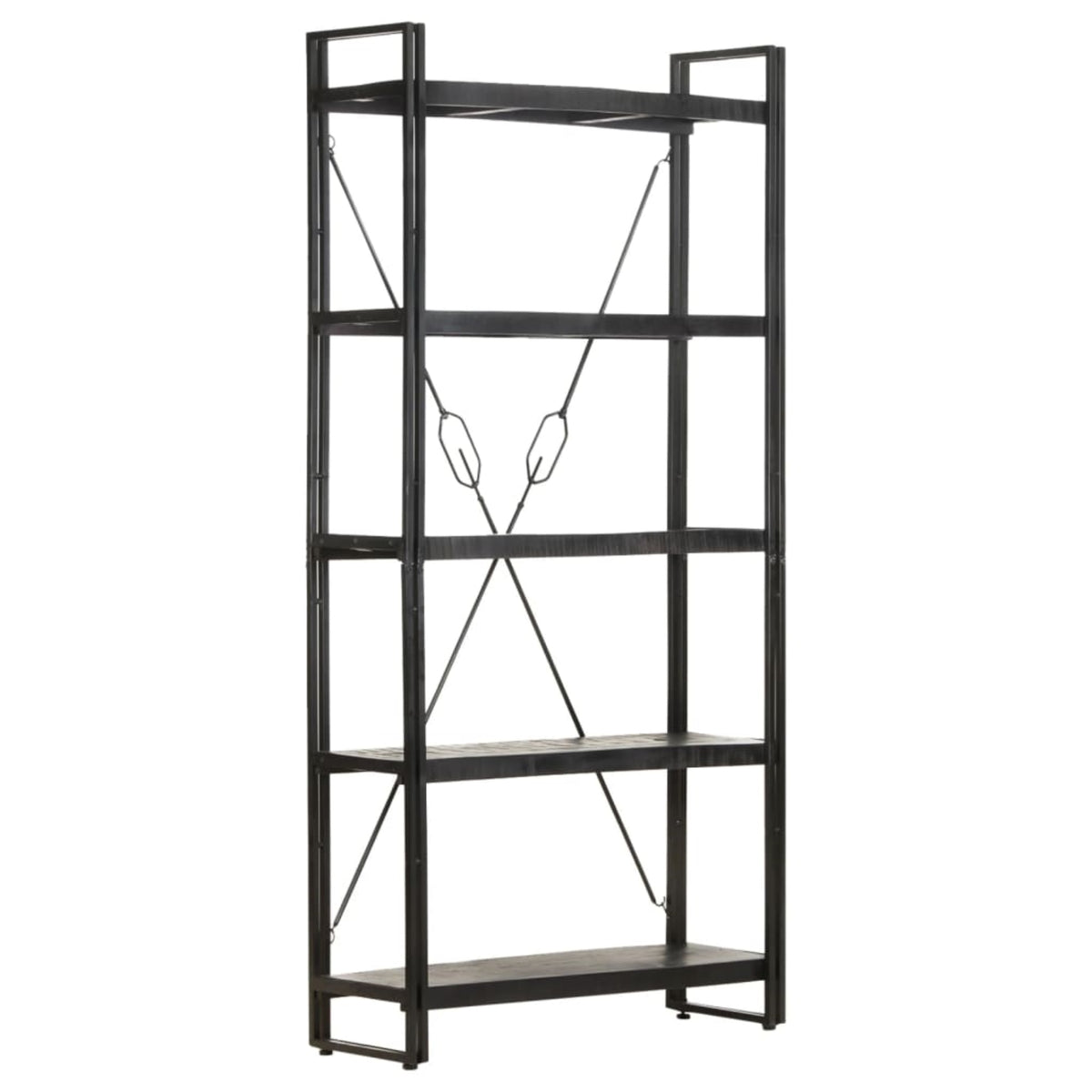 Vidaxl 5-Tier Bookcase Black 35.4'X11.8'X70.9' Solid Mango Wood