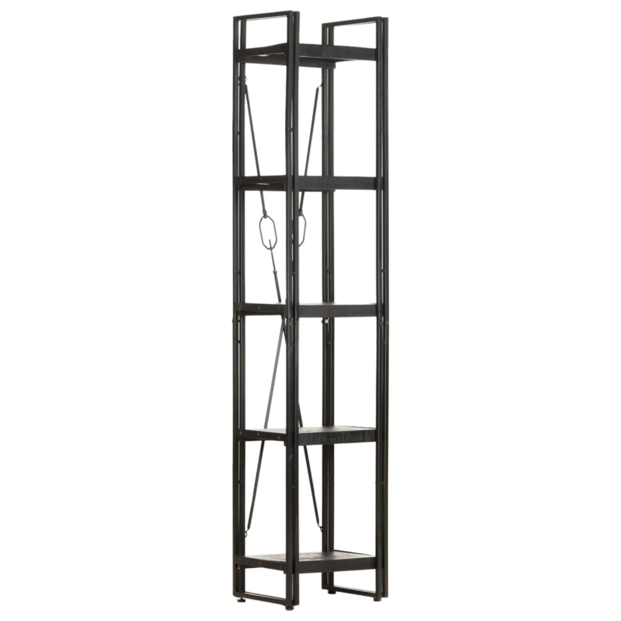 Vidaxl 5-Tier Bookcase Black 15.7'X11.8'X70.9' Solid Mango Wood