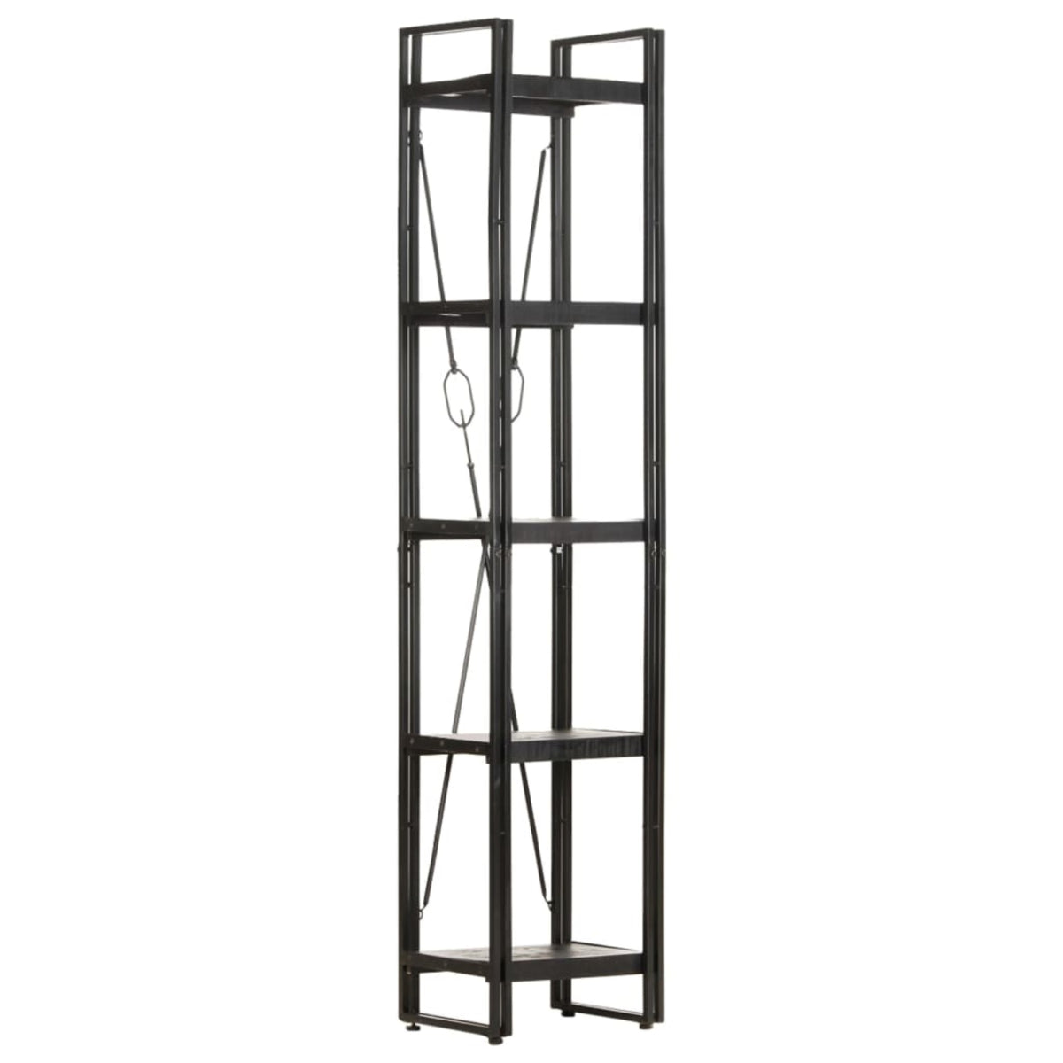 Vidaxl 5-Tier Bookcase Black 15.7'X11.8'X70.9' Solid Mango Wood