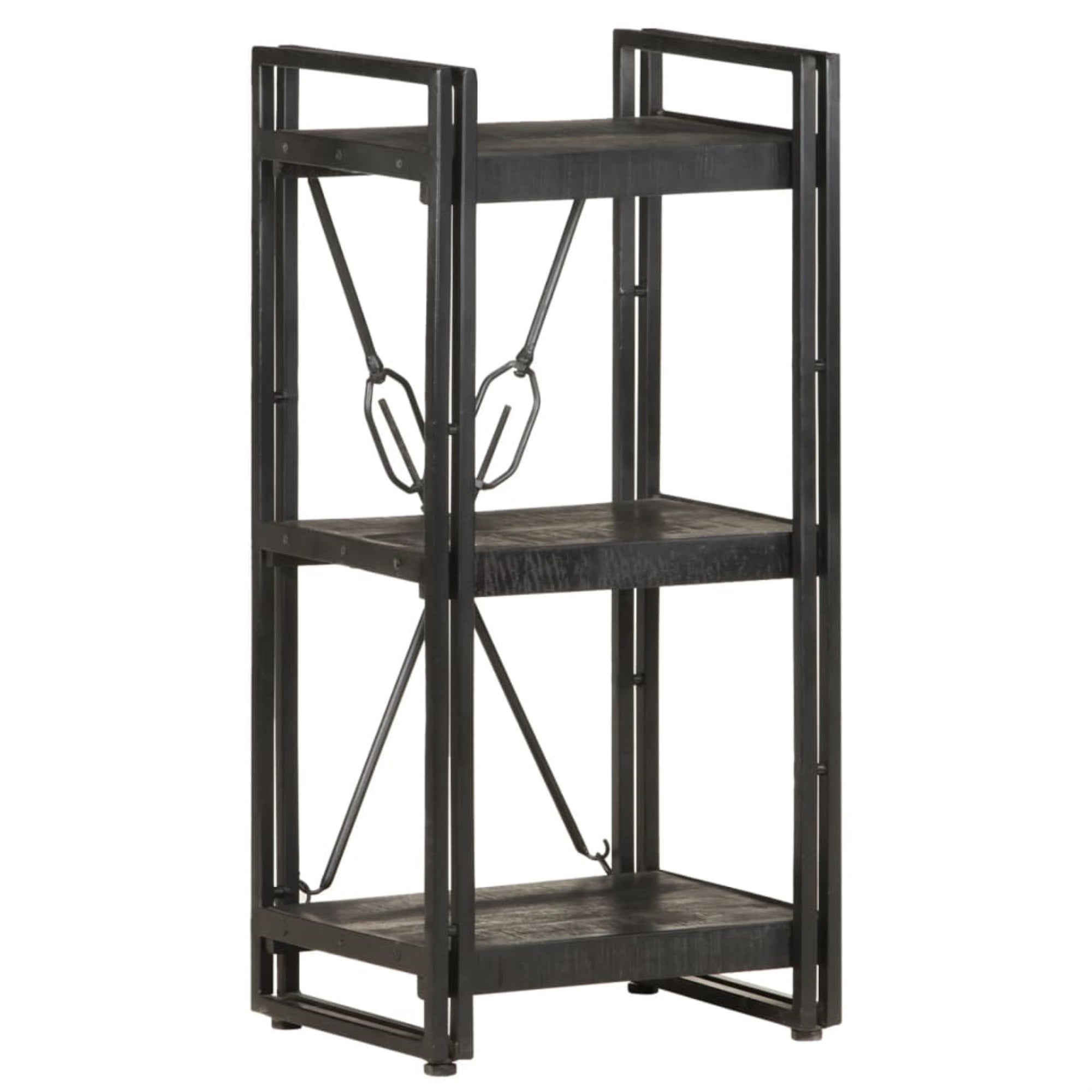 Vidaxl 3-Tier Bookcase Black 15.7'X11.8'X31.5' Solid Mango Wood