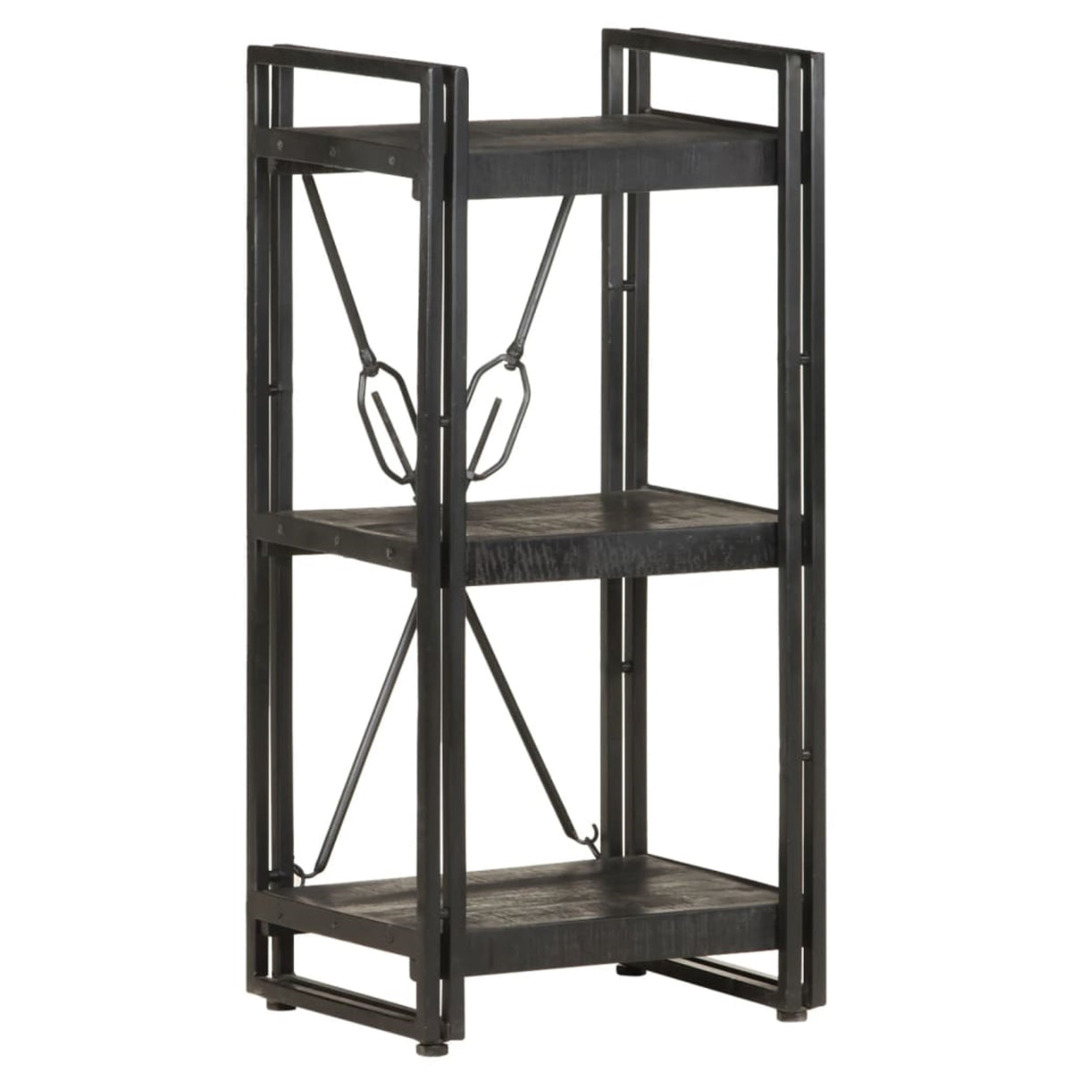 Vidaxl 3-Tier Bookcase Black 15.7'X11.8'X31.5' Solid Mango Wood