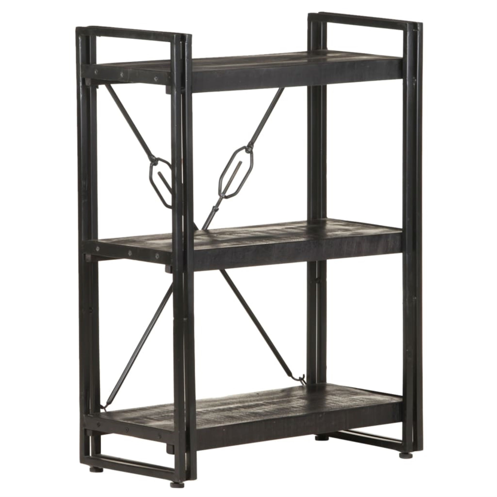 Vidaxl 3-Tier Bookcase Black 23.6'X11.8'X31.5' Solid Mango Wood