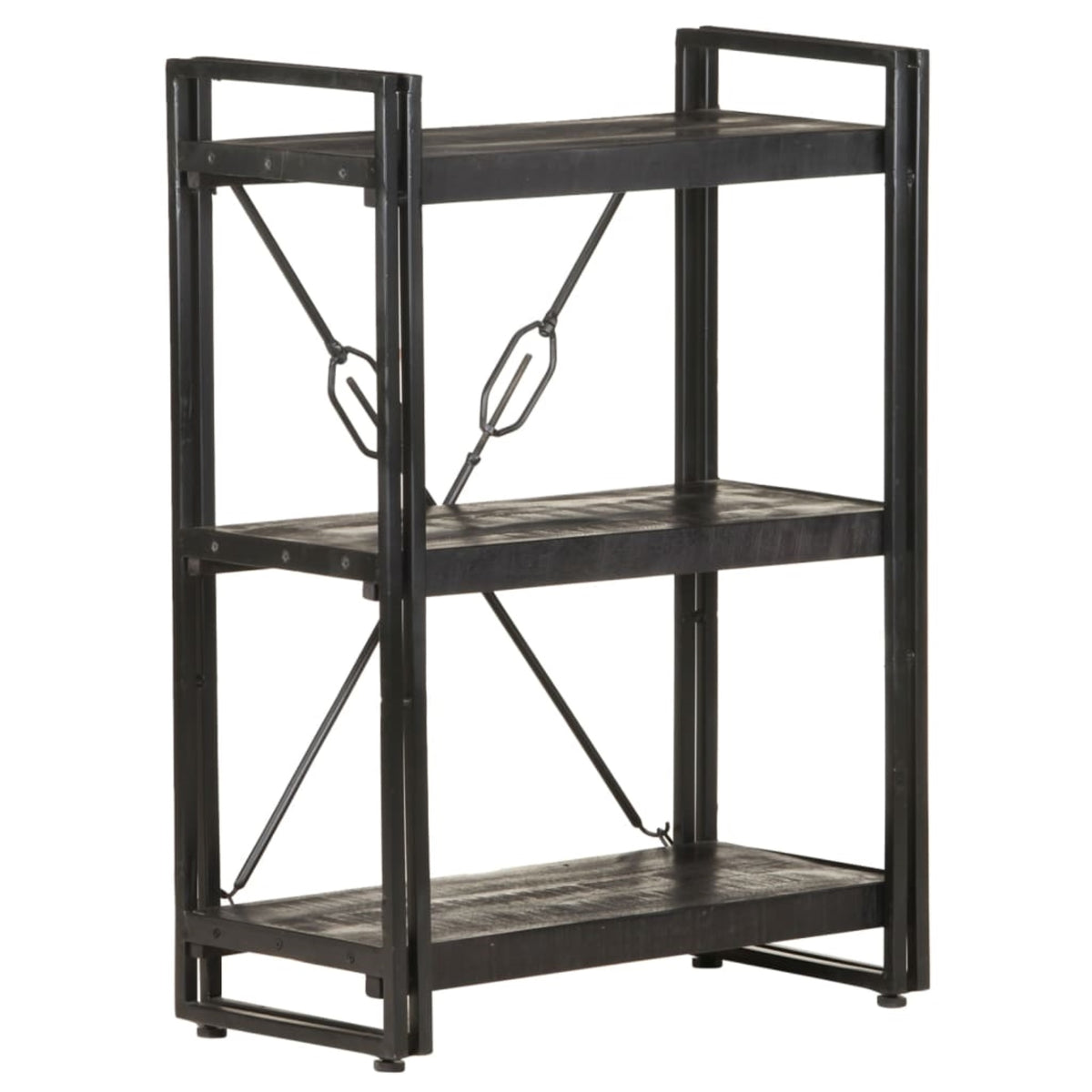 Vidaxl 3-Tier Bookcase Black 23.6'X11.8'X31.5' Solid Mango Wood