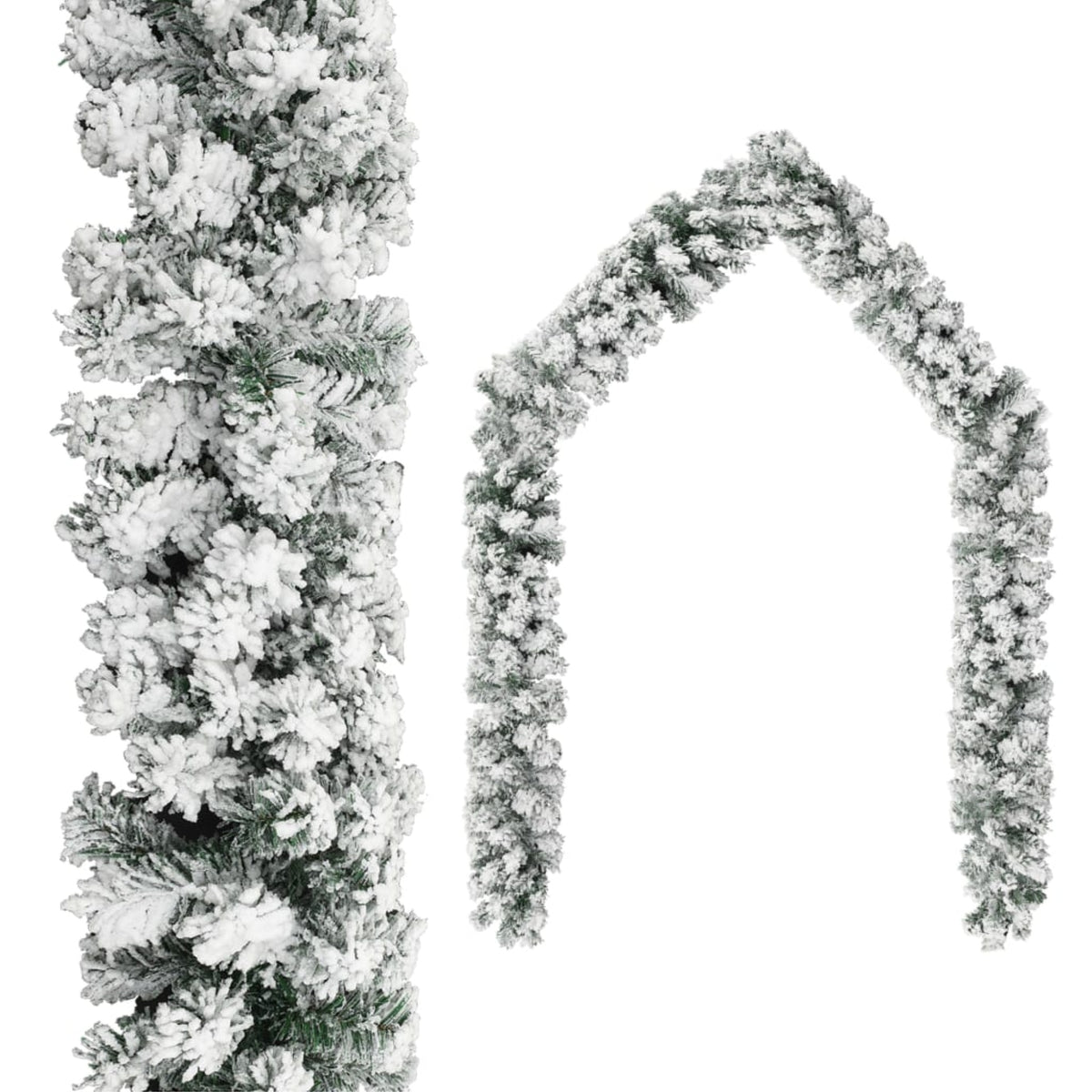 Vidaxl Christmas Garland With Flocked Snow Green 16.4' Pvc