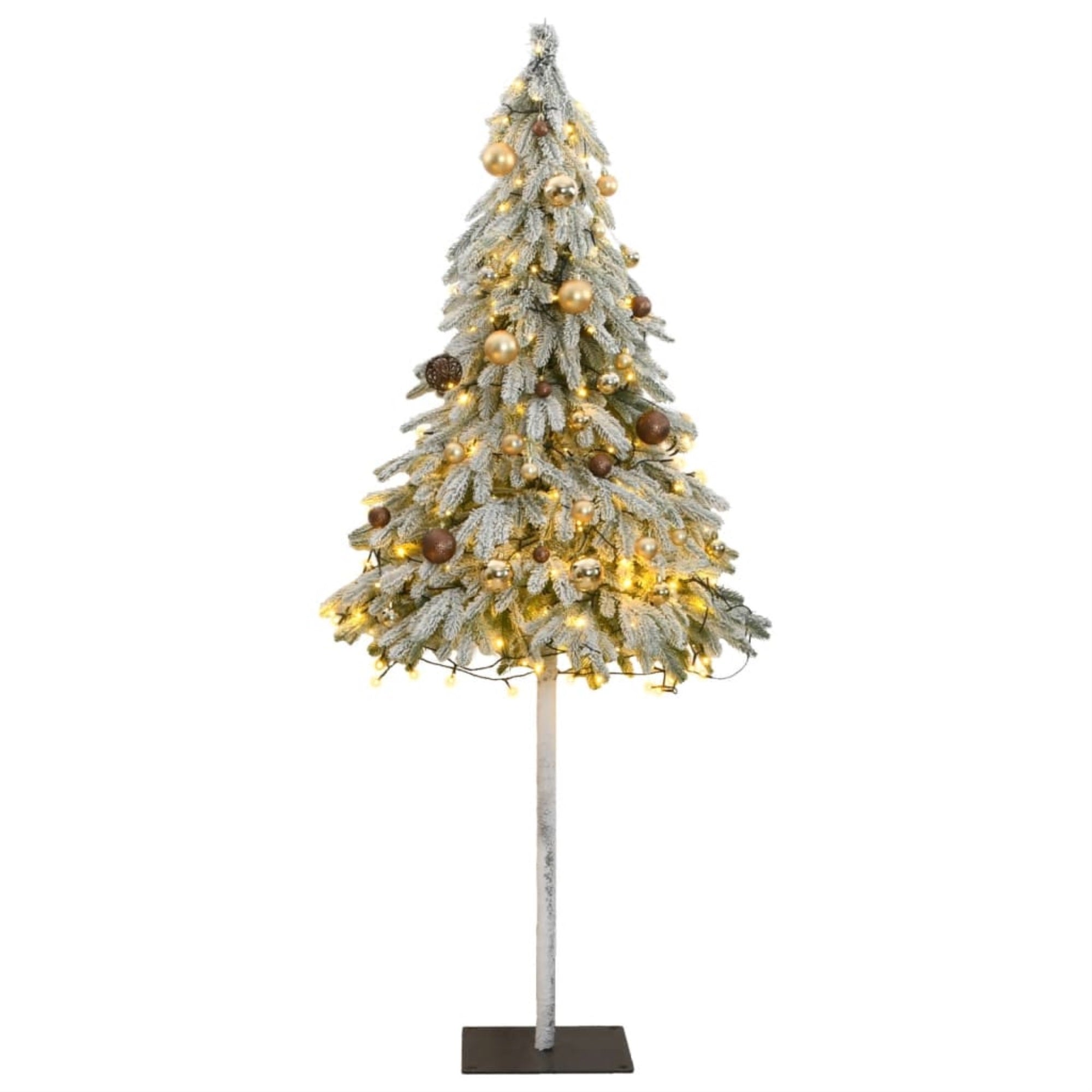 Vidaxl Artificial Christmas Tree 150 Leds&Ball Set&Flocked Snow 59.1'