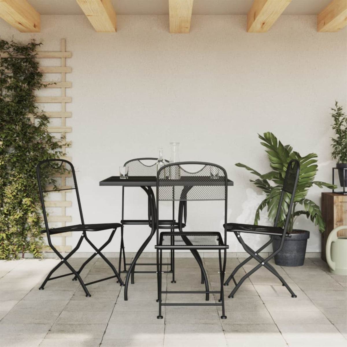 Vidaxl 5 Piece Patio Dining Set Anthracite Metal Mesh