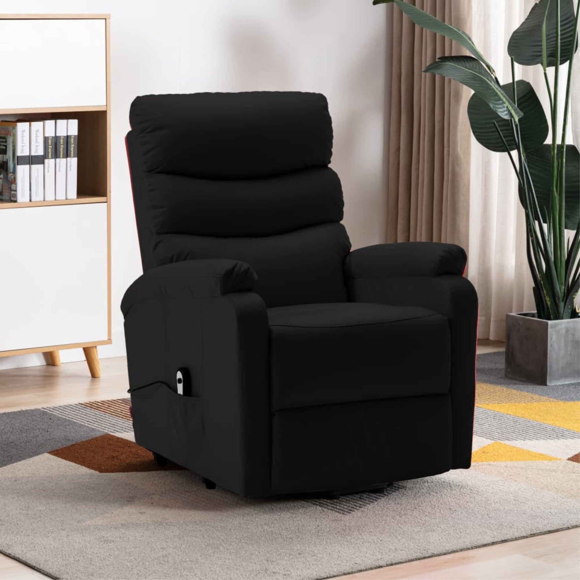 Vidaxl Stand-Up Recliner Black Faux Leather