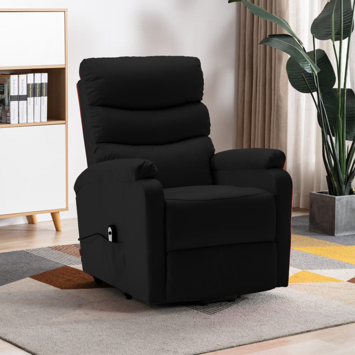 Vidaxl Stand-Up Recliner Black Faux Leather
