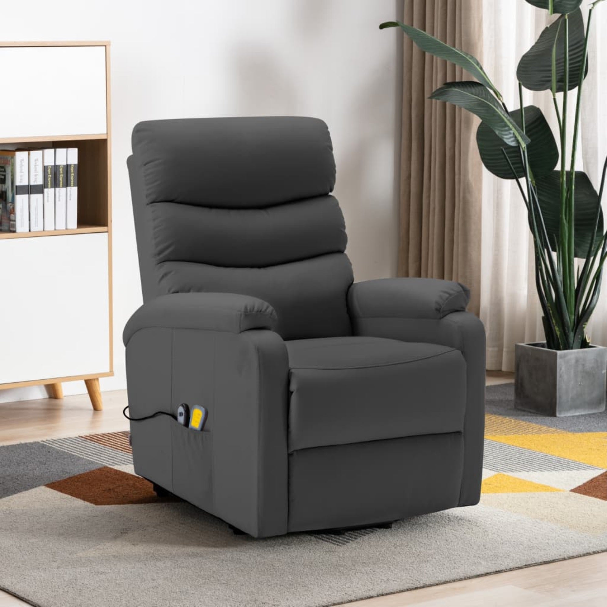 Vidaxl Stand-Up Massage Recliner Anthracite Faux Leather