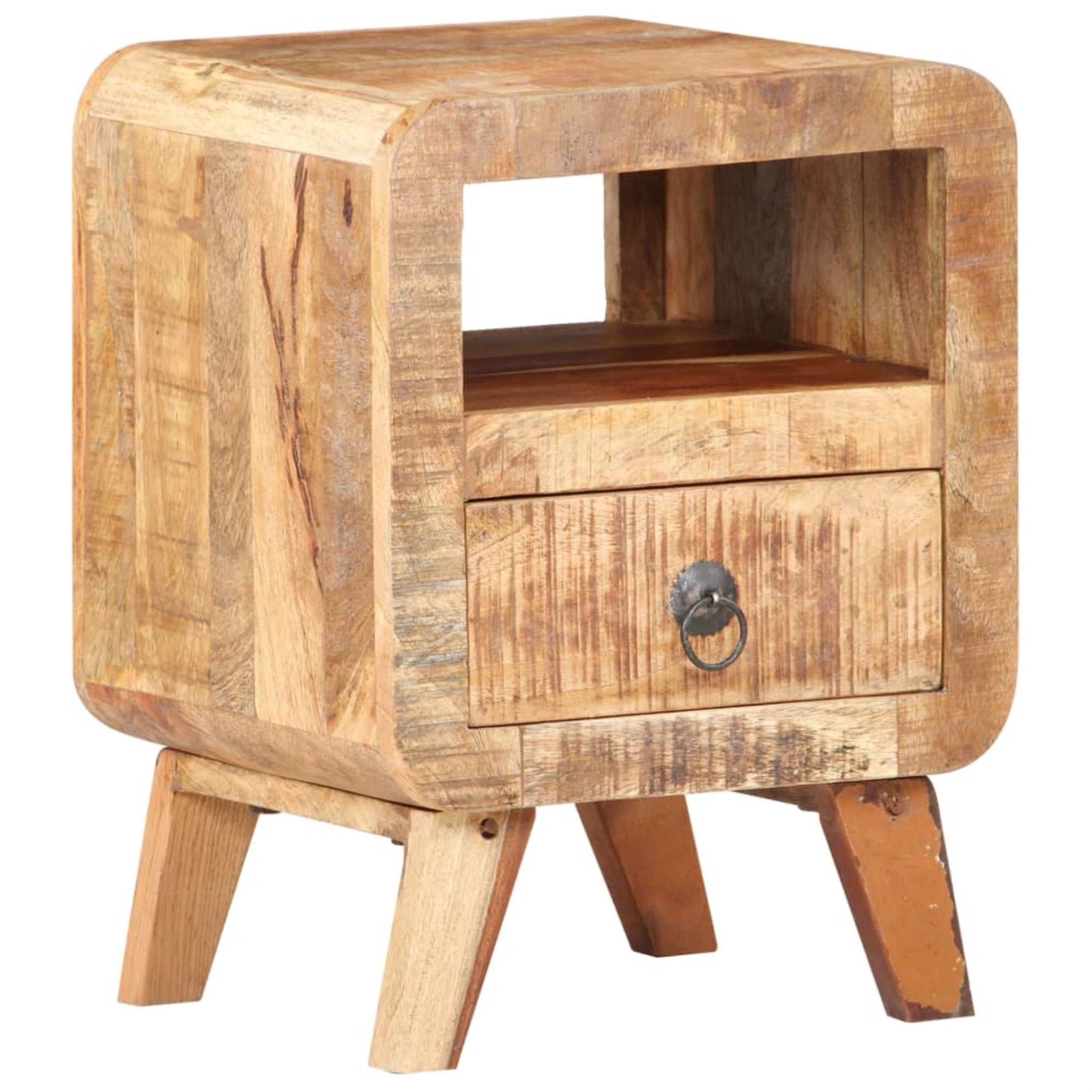Vidaxl Bedside Cabinet 11.8'X11.8'X16.1' Rough Mango Wood
