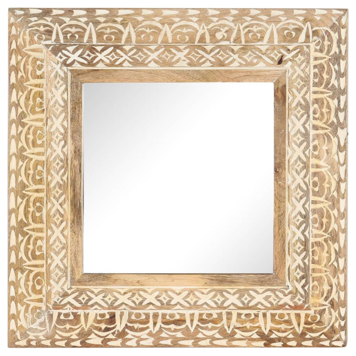 Vidaxl Hand-Carved Mirror 19.7'X19.7'X1' Solid Mango Wood
