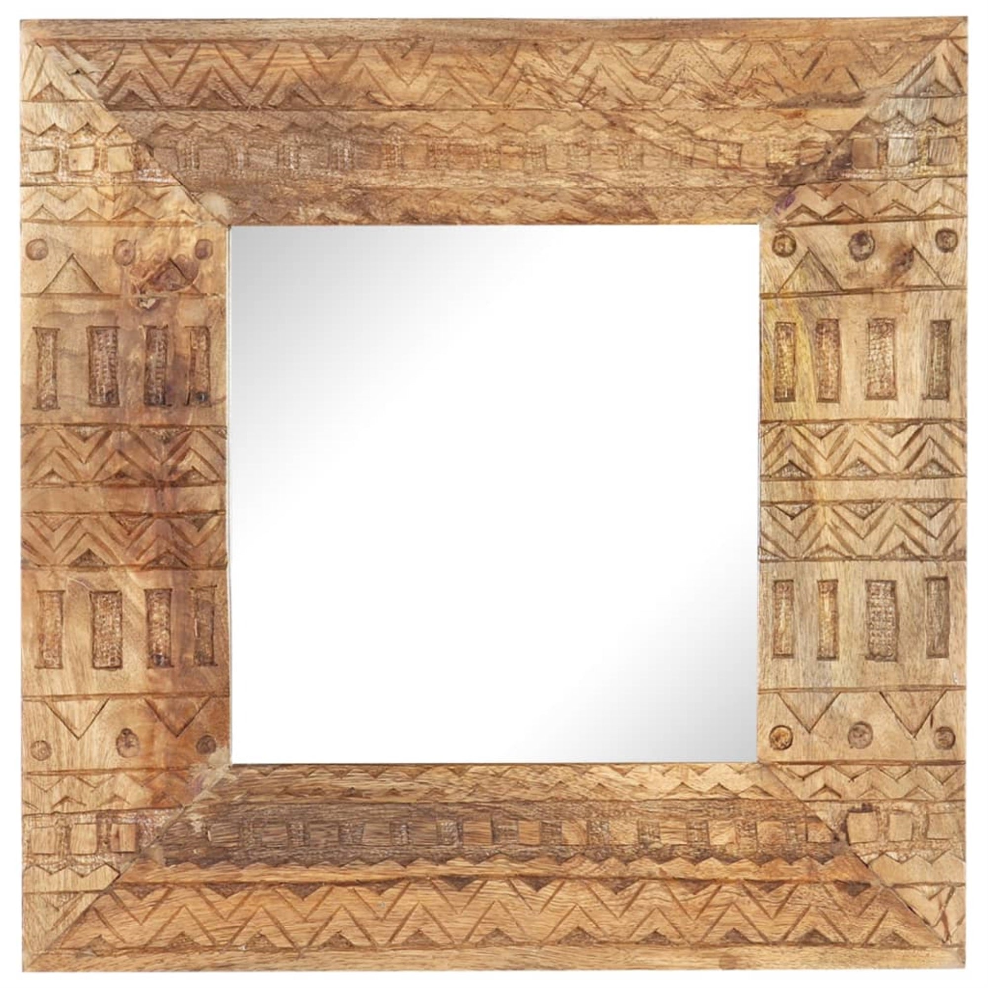 Vidaxl Hand-Carved Mirror 19.7'X19.7'X4.3' Solid Mango Wood