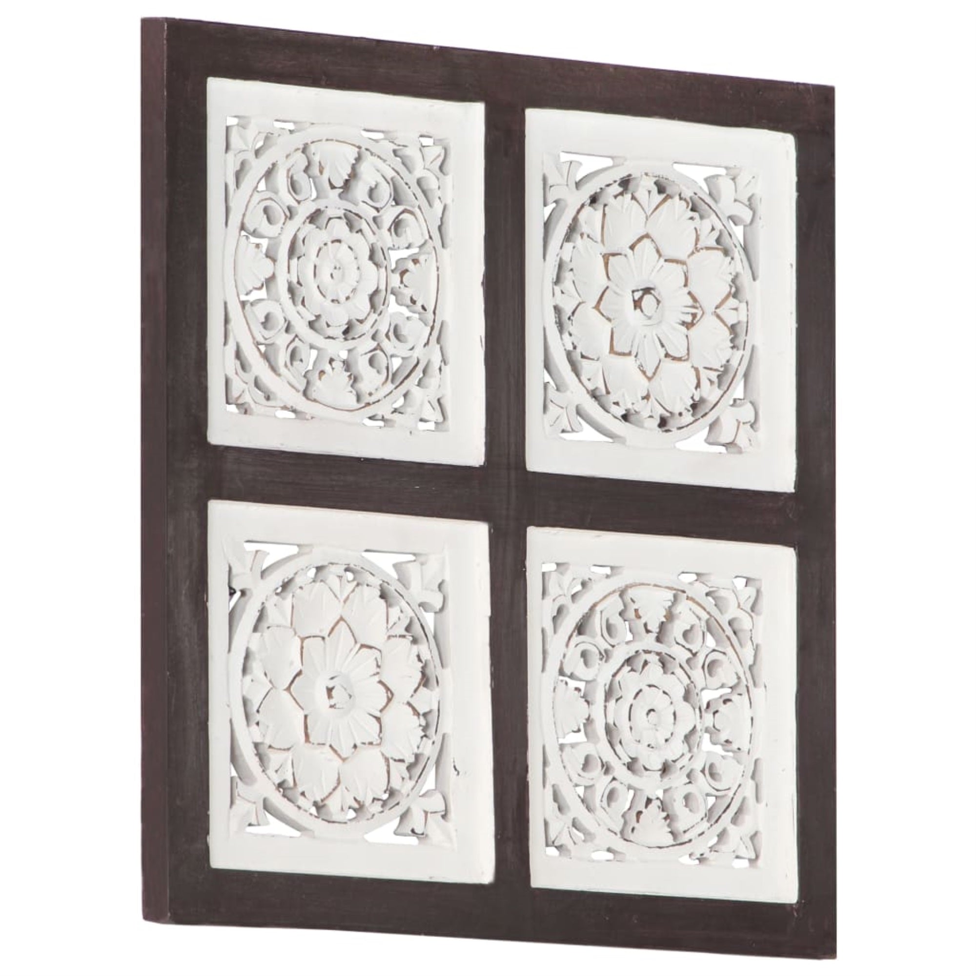 Vidaxl Hand-Carved Wall Panel Mdf 15.7'X15.7'X0.6' Brown And White