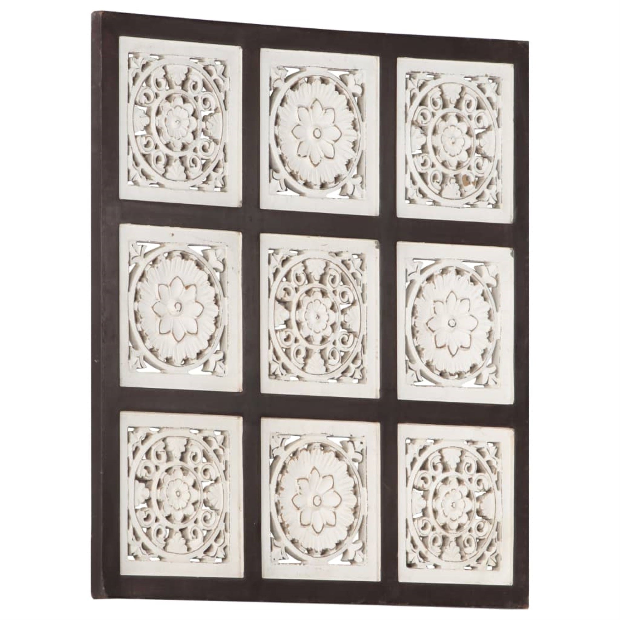 Vidaxl Hand-Carved Wall Panel Mdf 23.6'X23.6'X0.6' Brown And White