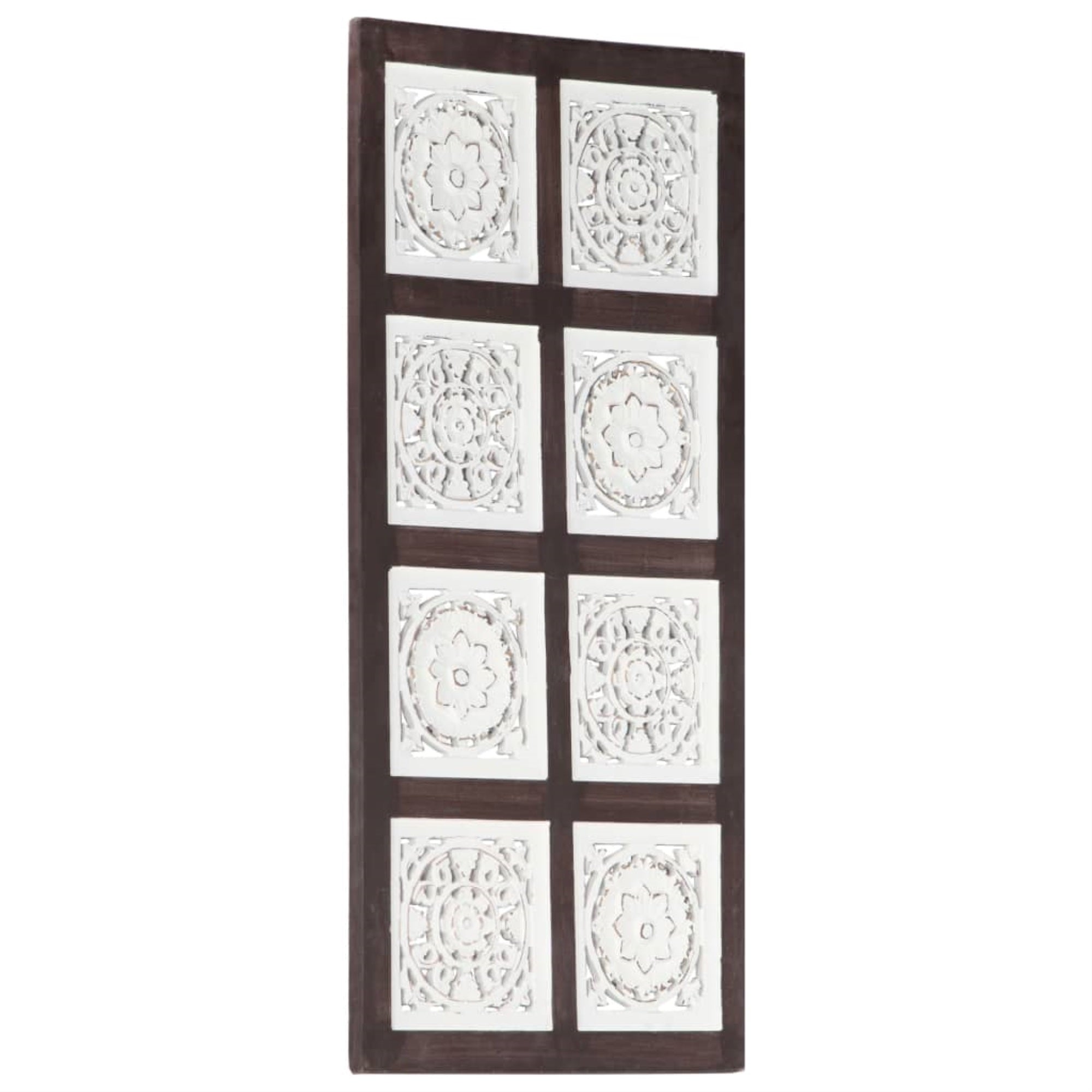 Vidaxl Hand-Carved Wall Panel Mdf 15.7'X31.5'X0.6' Brown And White