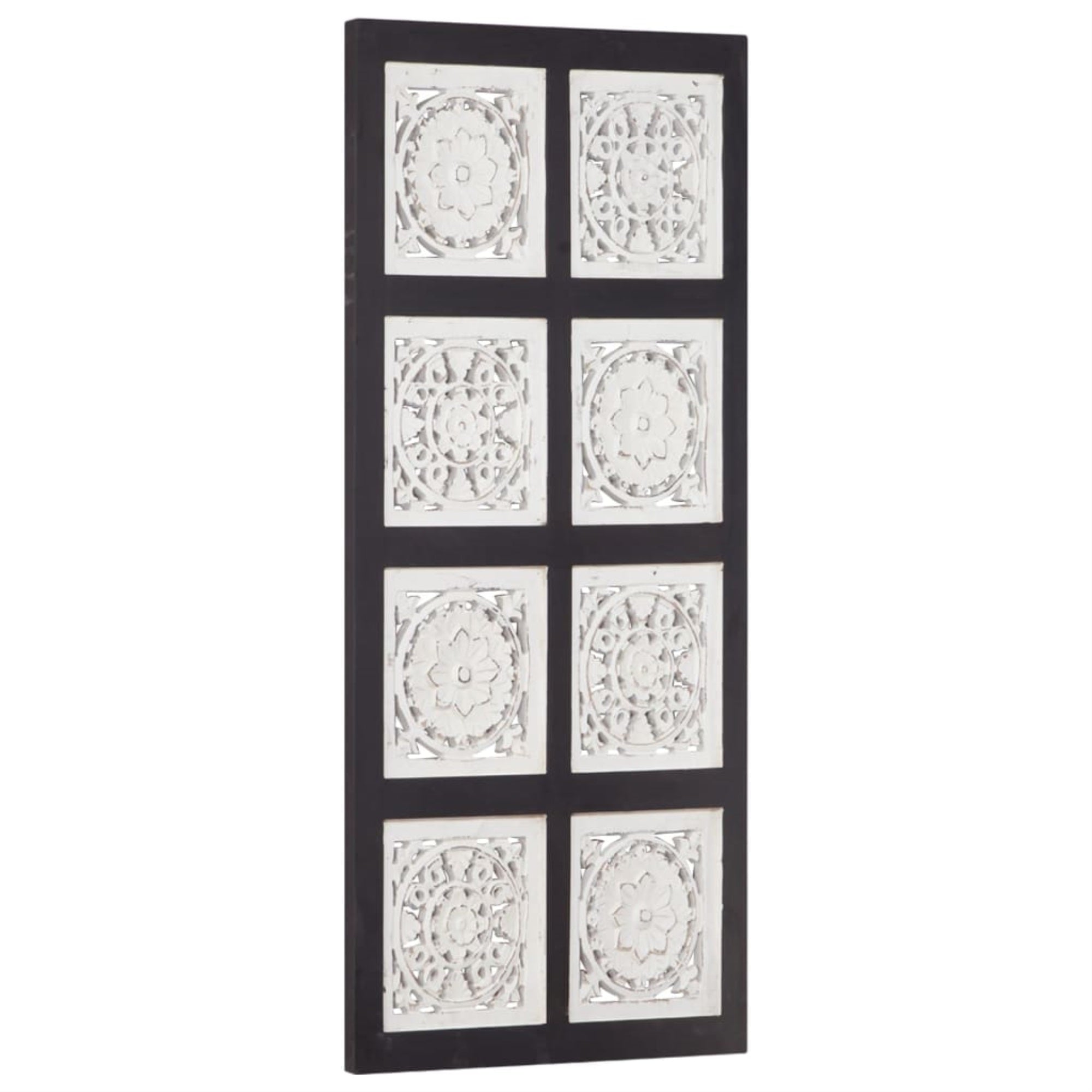 Vidaxl Hand-Carved Wall Panel Mdf 15.7'X31.5'X0.6' Black And White
