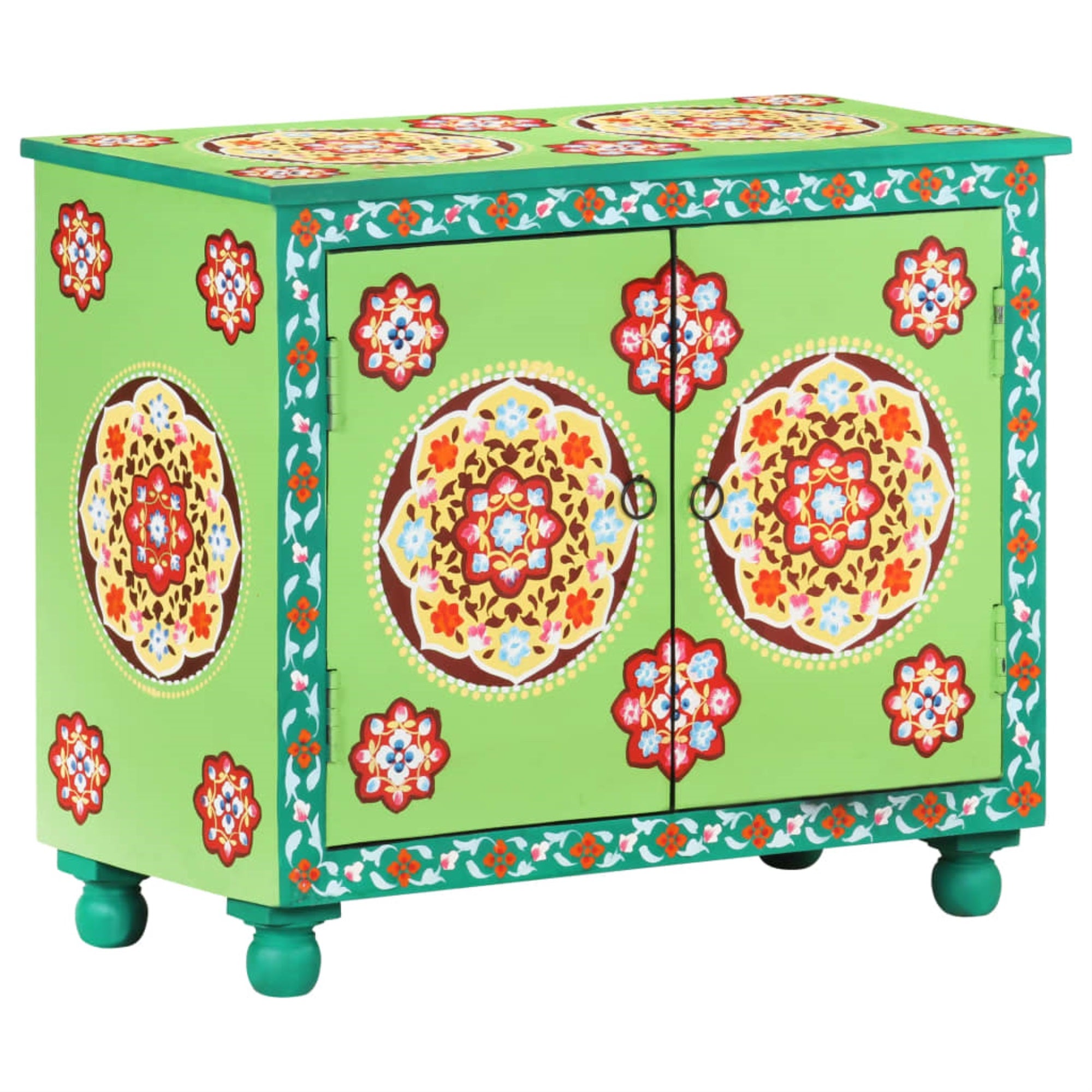 Vidaxl Hand Painted Sideboard Multicolor 27.6'X13.8'X23.6' Solid Mango Wood