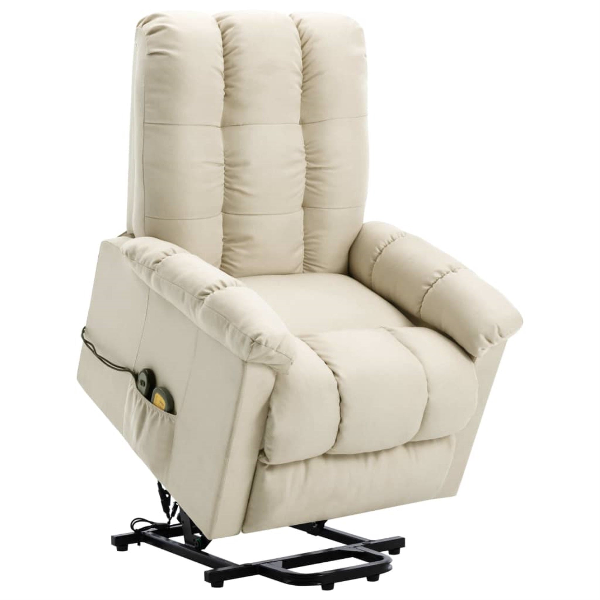 Vidaxl Stand-Up Massage Recliner Cream Fabric