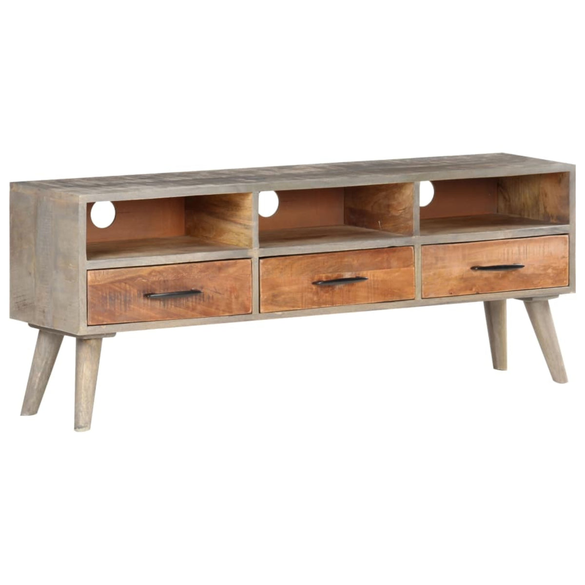 Vidaxl Tv Cabinet Gray 51.2'X13.8'X20.1' Solid Rough Mango Wood