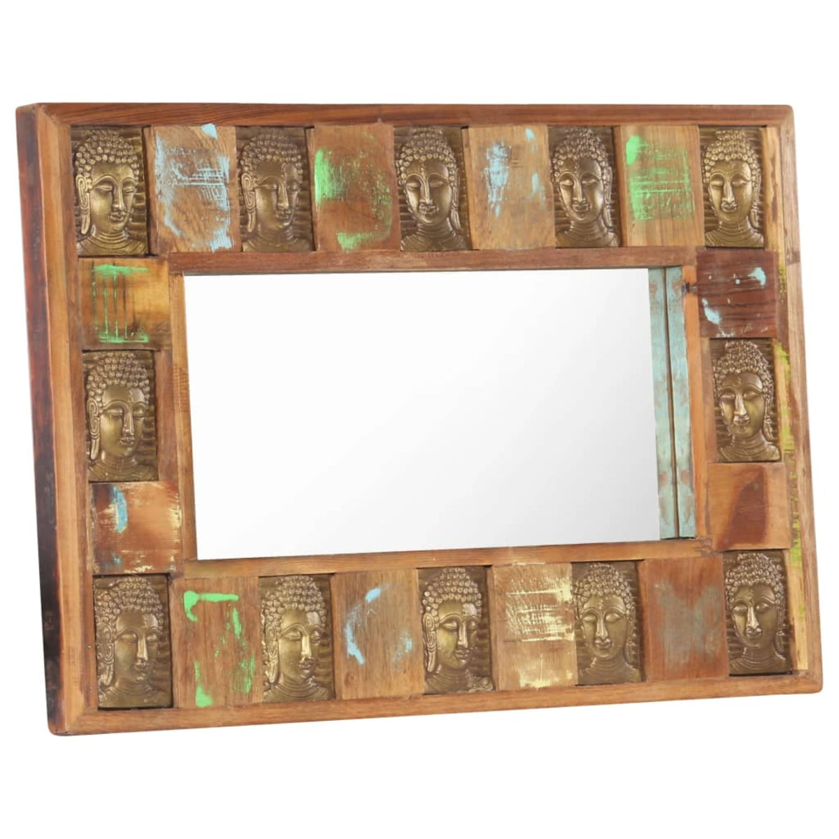 Vidaxl Mirror With Buddha Cladding 31.5'X19.7' Solid Reclaimed Wood