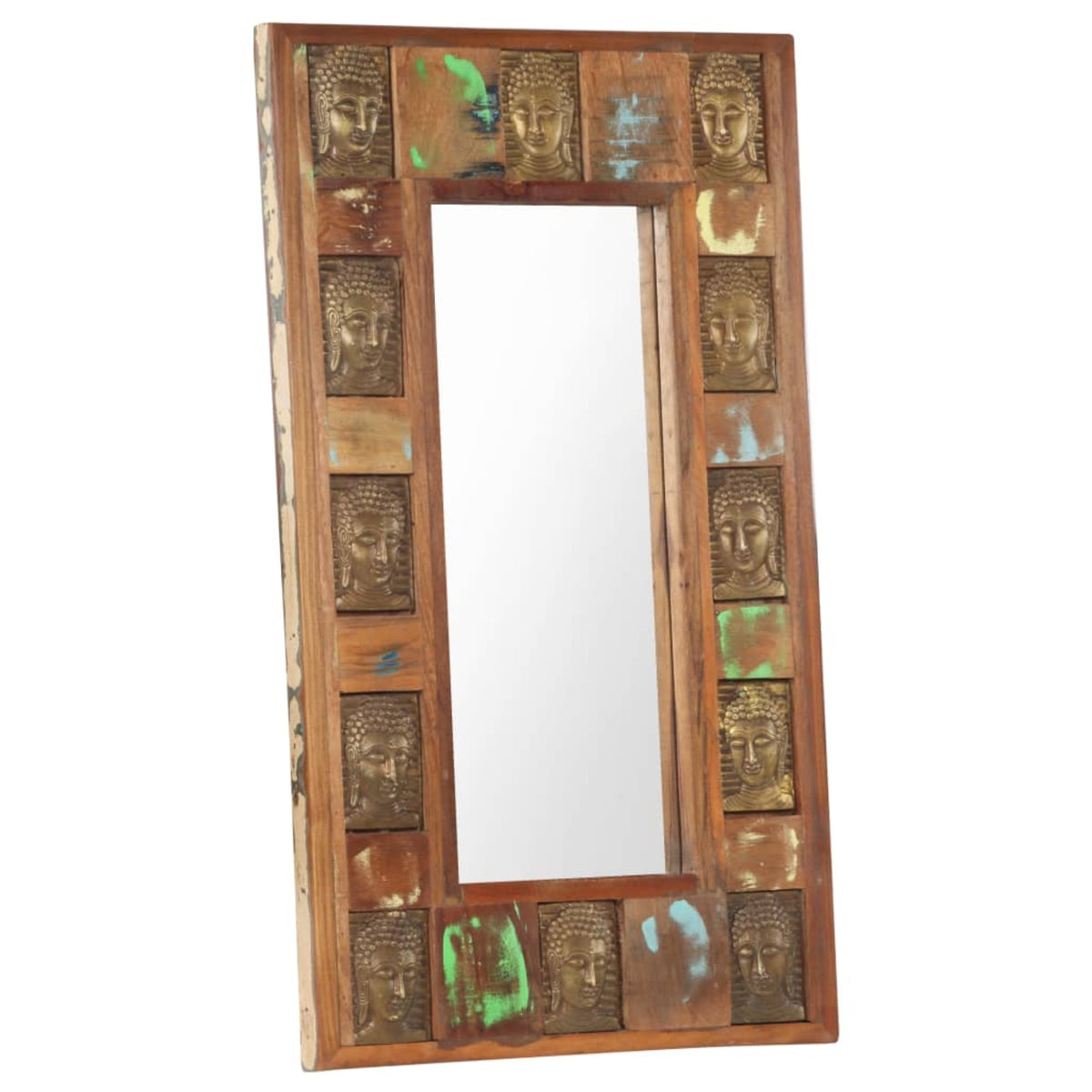 Vidaxl Mirror With Buddha Cladding 19.7'X31.5' Solid Reclaimed Wood