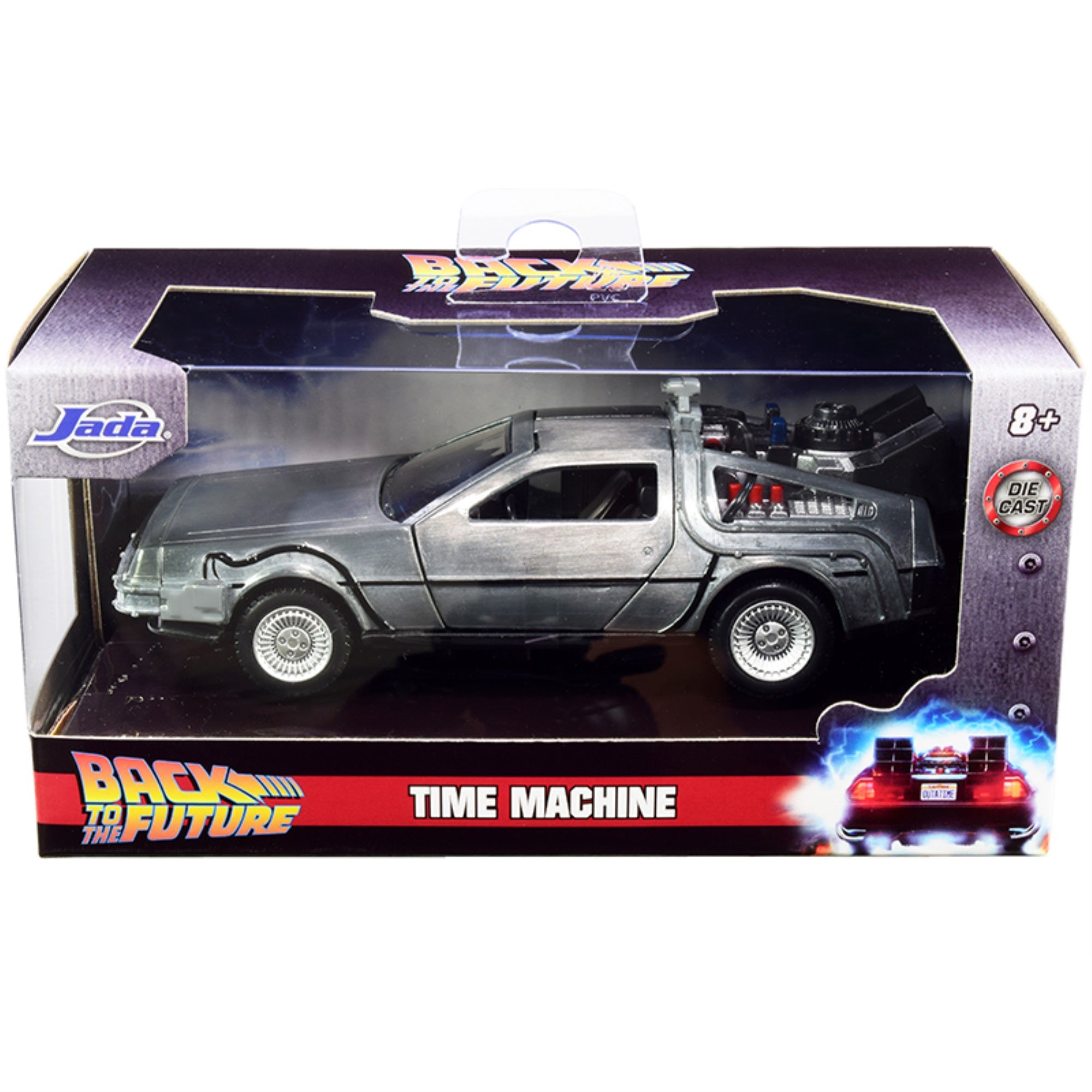 Delorean Dmc (Time Machine) Brushed Metal 'Back To The Future Part I' (1985) Movie 'Hollywood Rides' Series 1/32 Diecast Model Car By Jada