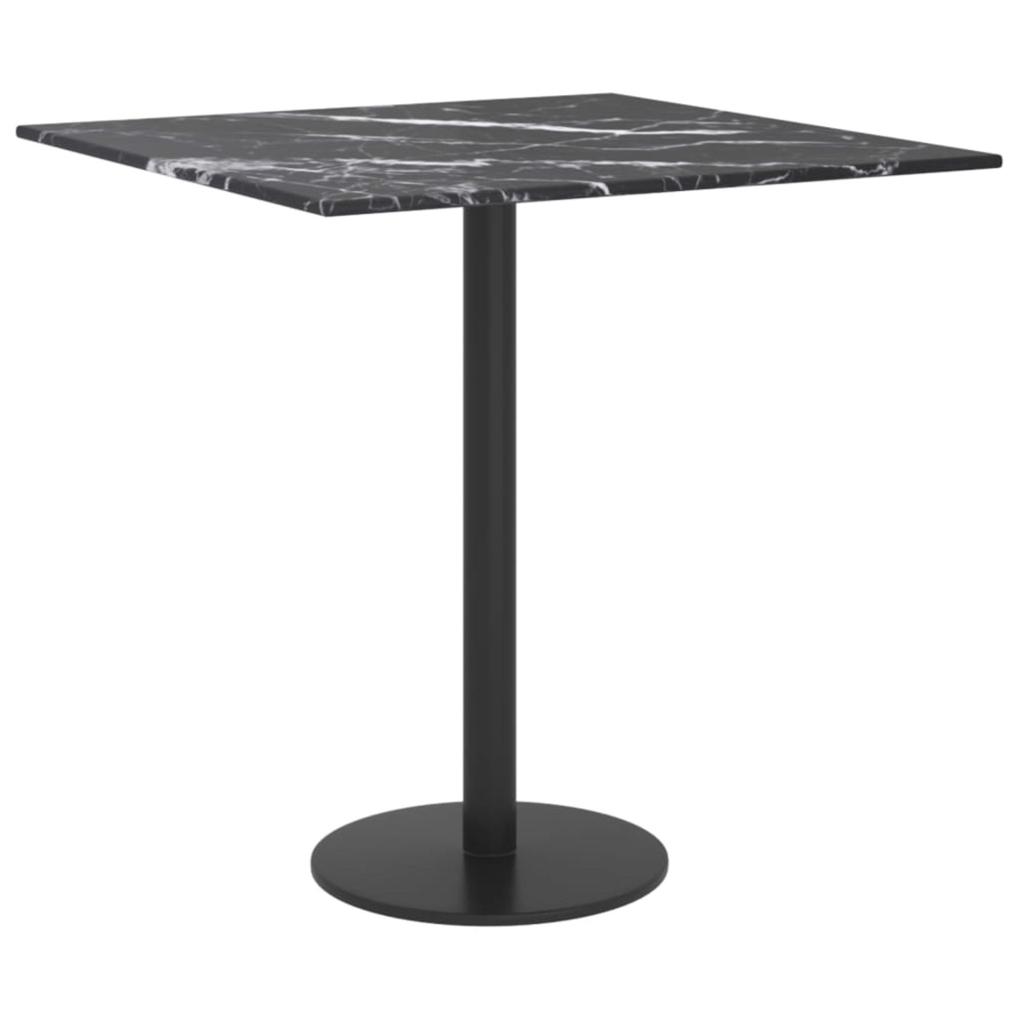 Vidaxl Table Top Black 15.7'X15.7' 0.2' Tempered Glass With Marble Design