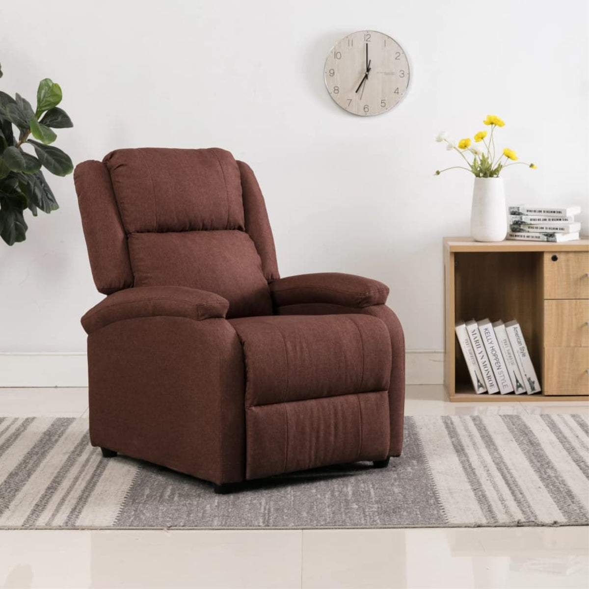 Vidaxl Tv Recliner Chair Brown Fabric