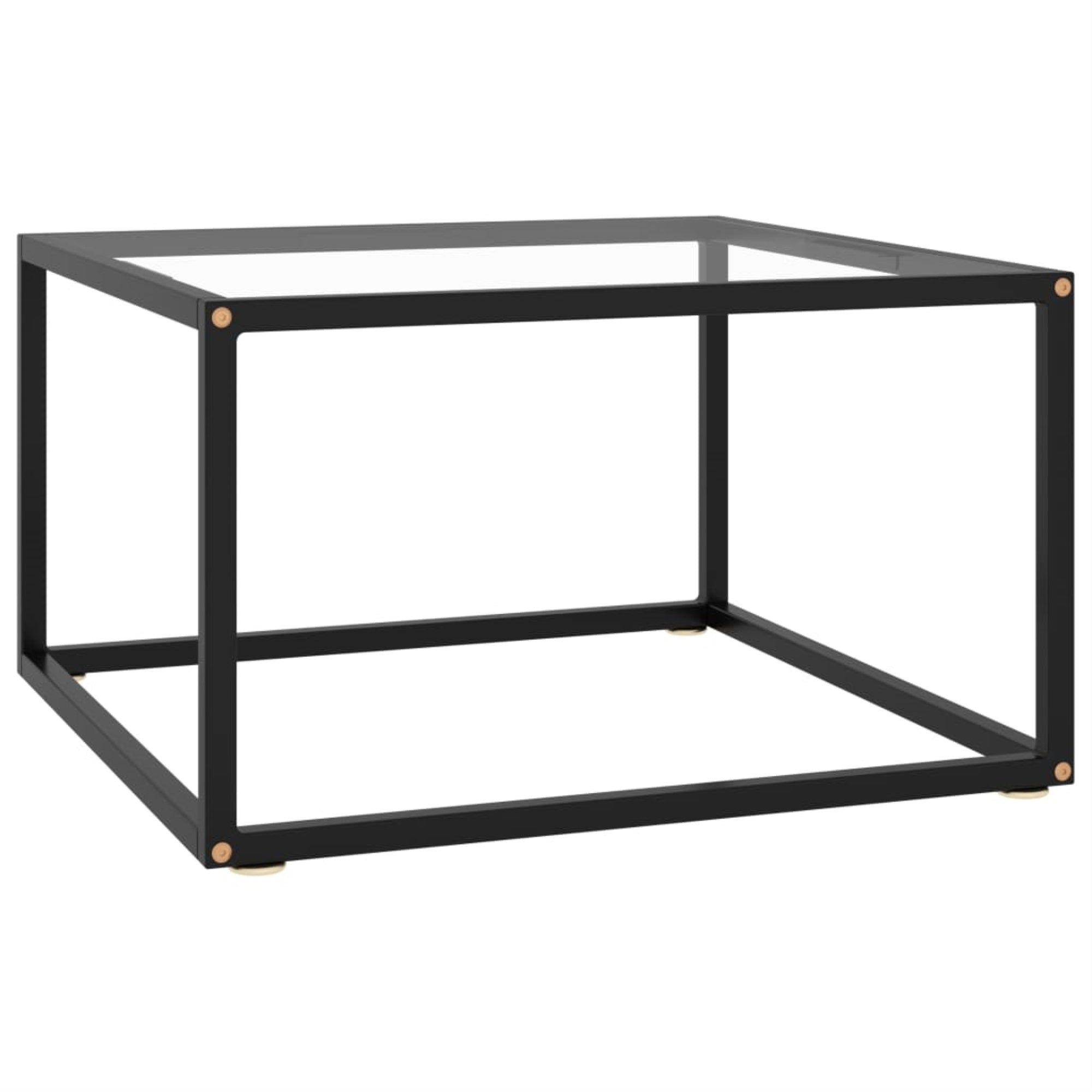 Vidaxl Tea Table Black With Tempered Glass 23.6'X23.6'X13.8'