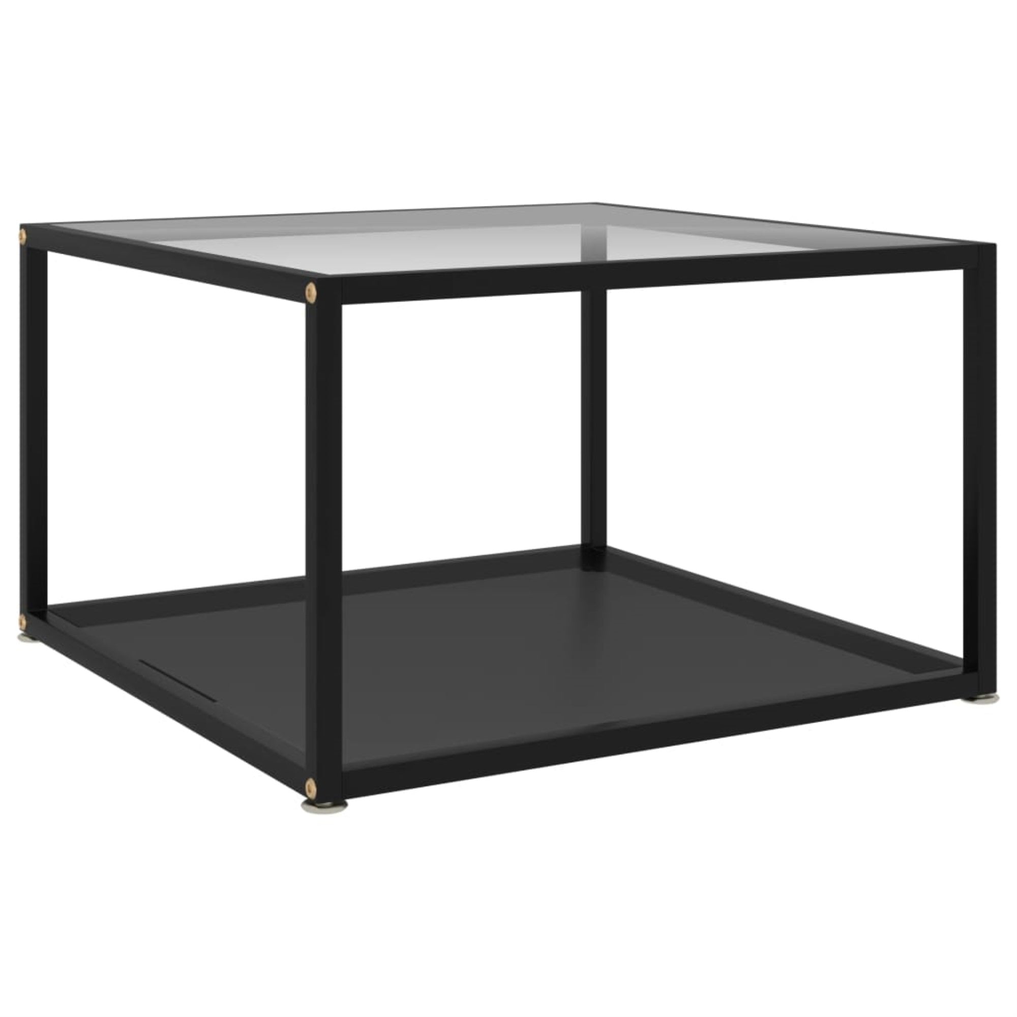 Vidaxl Tea Table Transparent And Black 23.6'X23.6'X13.8' Tempered Glass