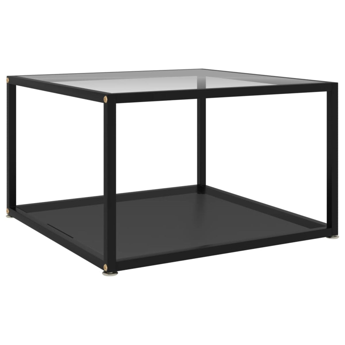 Vidaxl Tea Table Transparent And Black 23.6'X23.6'X13.8' Tempered Glass