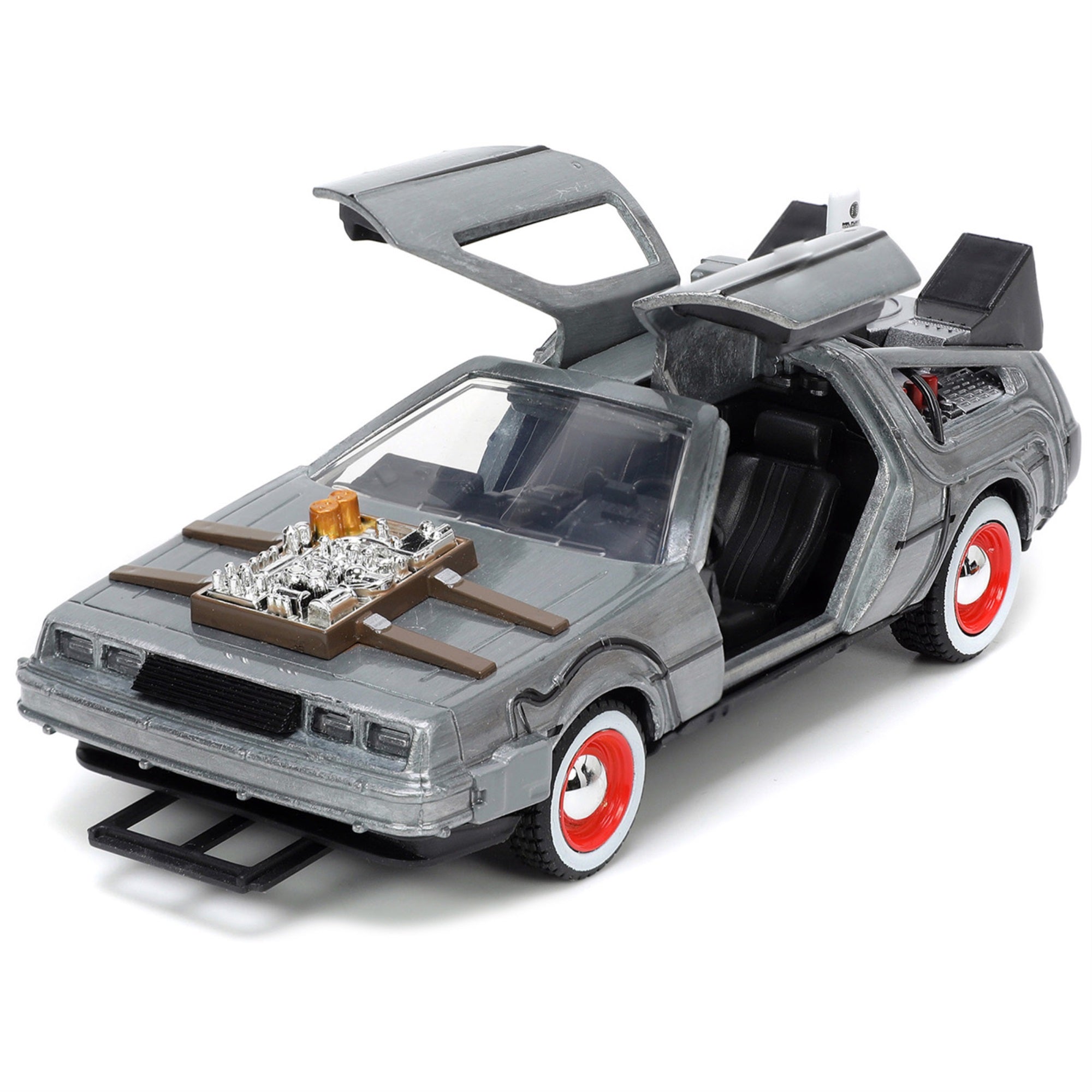 Delorean Dmc (Time Machine) Brushed Metal 'Back To The Future Part Iii' (1990) Movie 'Hollywood Rides' Series 1/32 Diecast Model Car By Jada