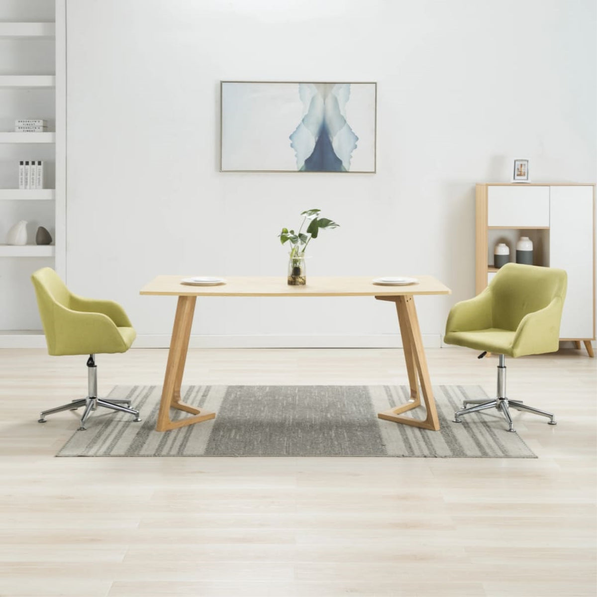 Vidaxl Swivel Dining Chairs 2 Pcs Green Fabric