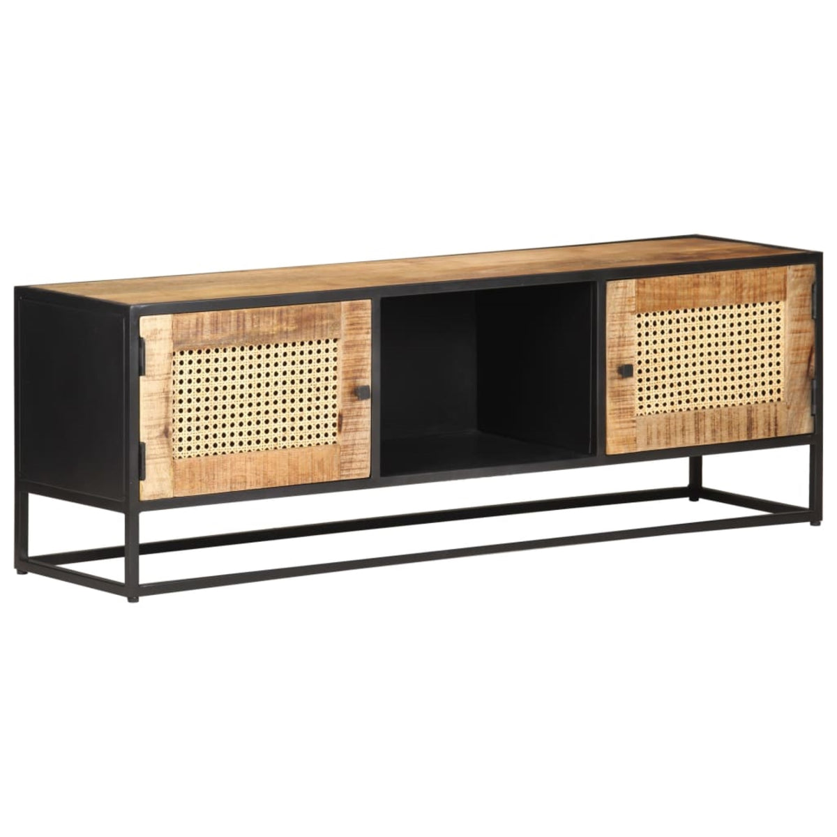 Vidaxl Tv Cabinet 47.2'X11.8'X15.7' Rough Mango Wood And Natural Cane