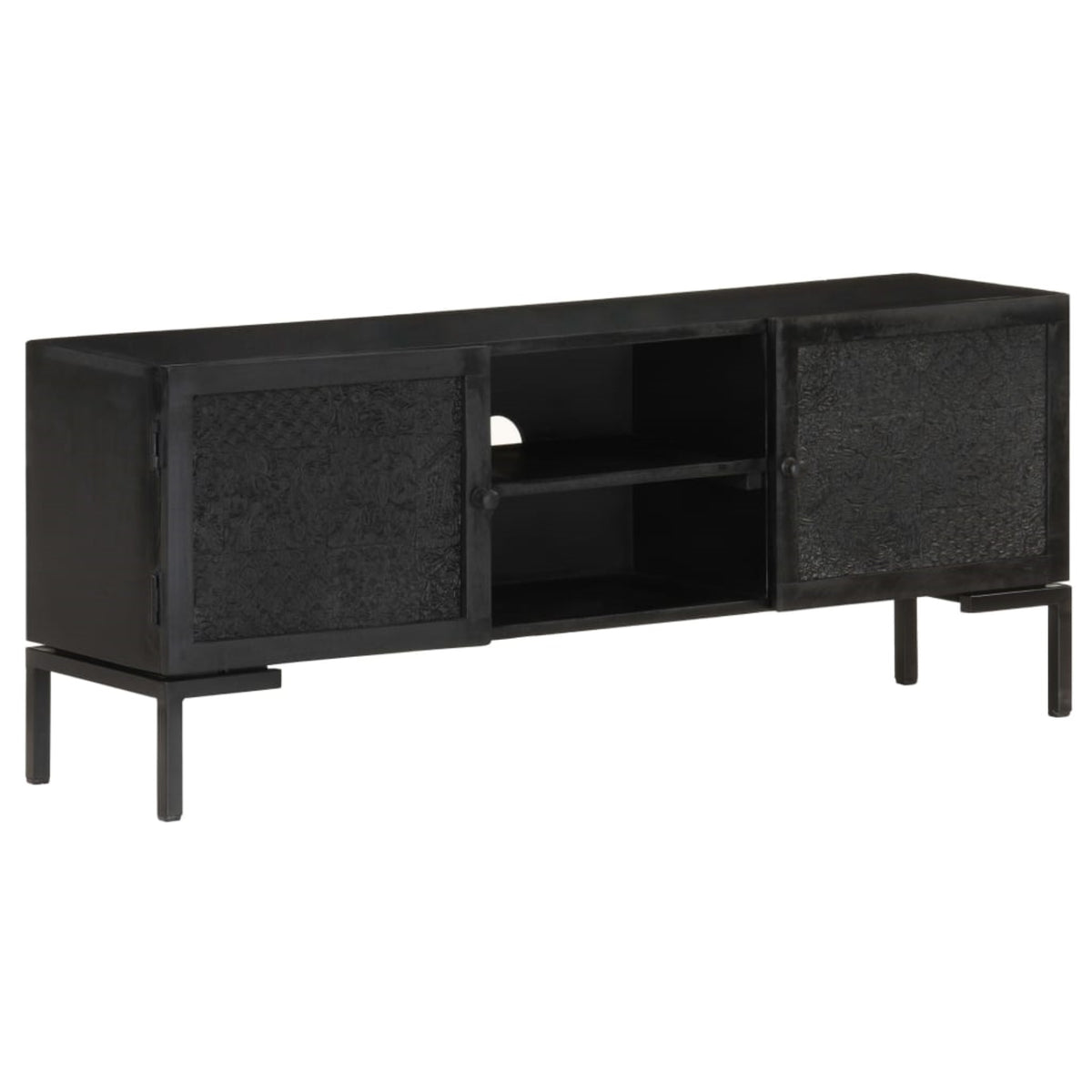 Vidaxl Tv Cabinet Black 45.3'X11.8'X18.1' Solid Mango Wood