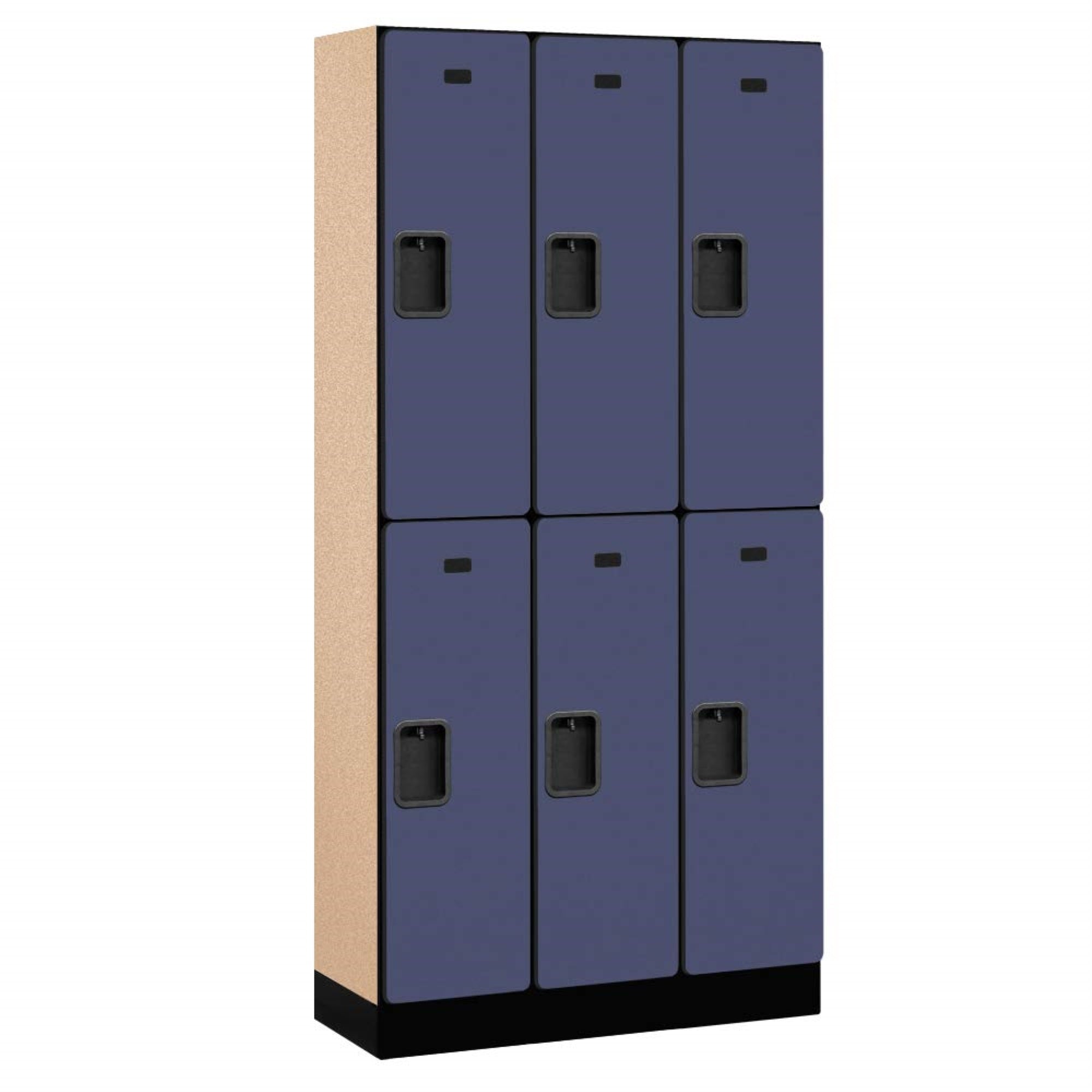 12″ Wide Double Tier Designer Wood Locker - 3 Wide - 6 Feet High - 15 Inches Deep - Blue