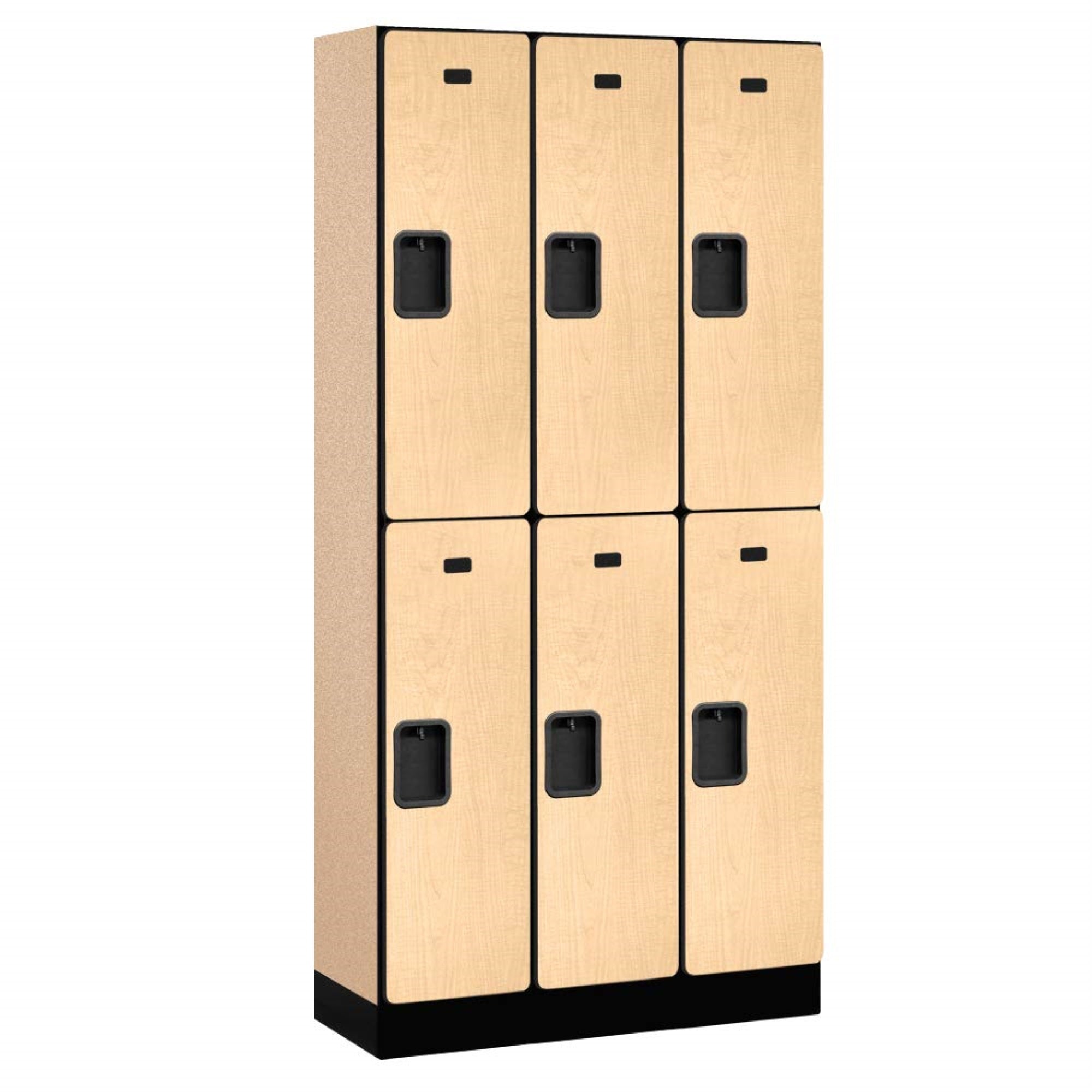 12″ Wide Double Tier Designer Wood Locker - 3 Wide - 6 Feet High - 15 Inches Deep - Maple