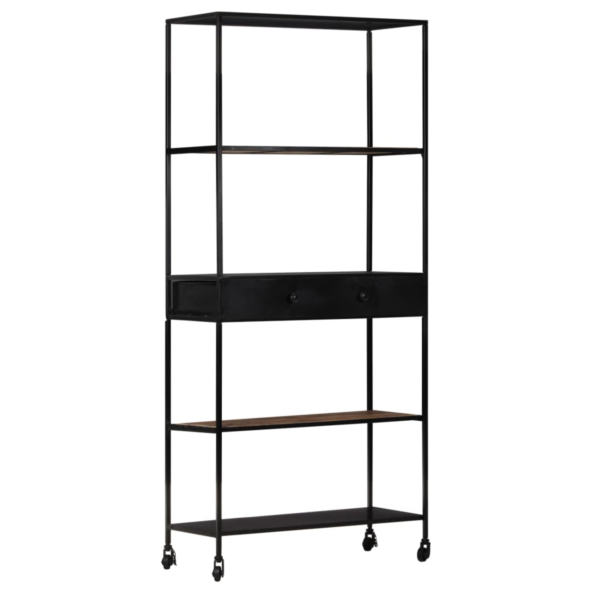 Vidaxl Book Cabinet 35.4'X13.8'X70.9' Rough Mango Wood & Iron