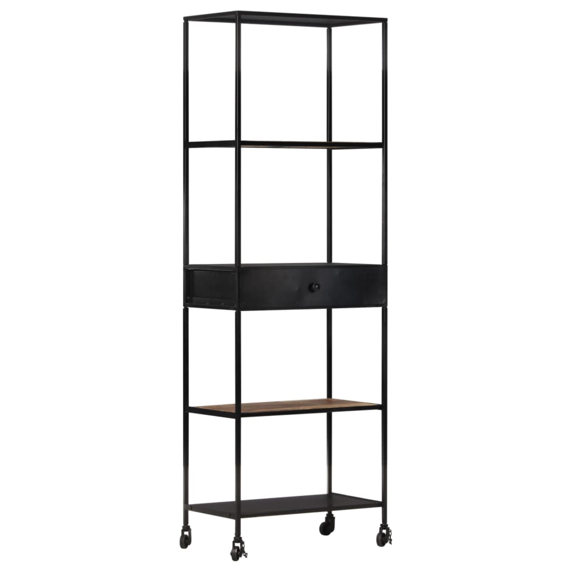 Vidaxl Book Cabinet 23.6'X13.8'X70.9' Rough Mango Wood & Iron