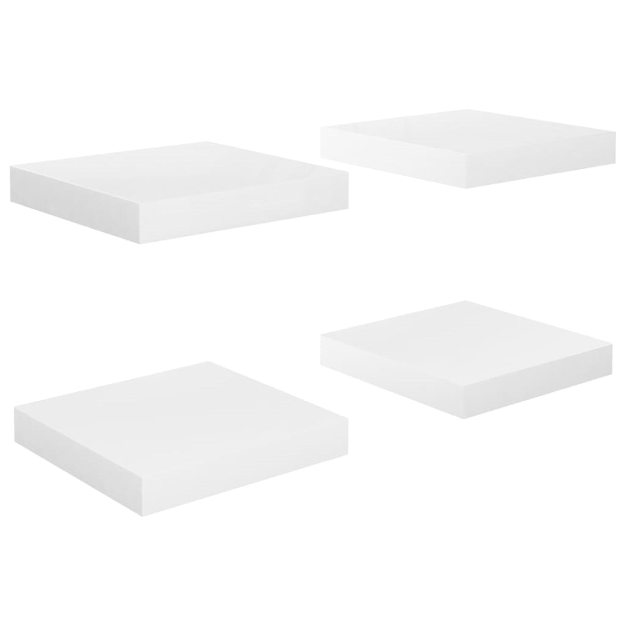 Vidaxl Floating Wall Shelves 4 Pcs High Gloss White 9.1'X9.3'X1.5' Mdf